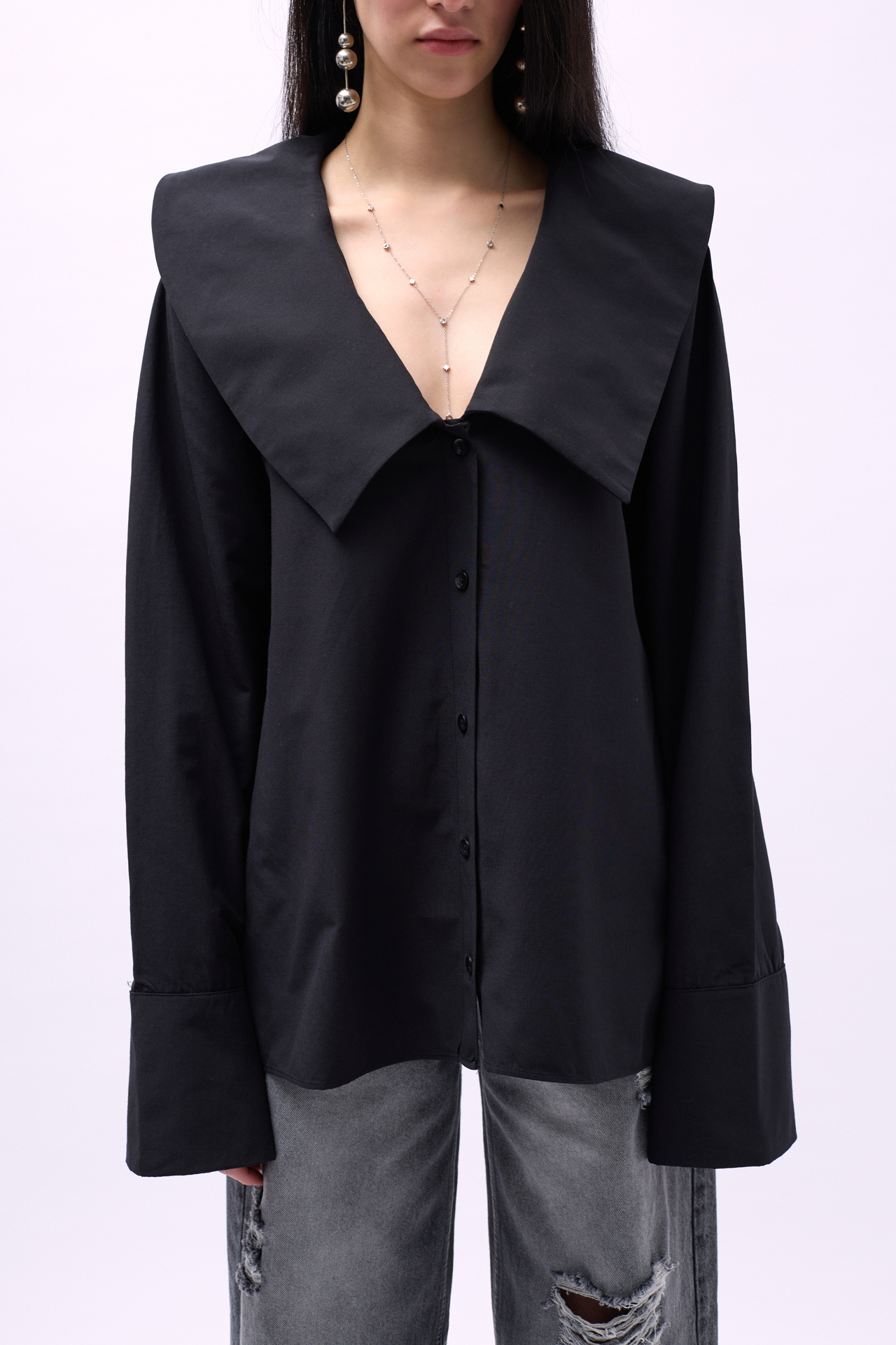 Wide Collar Ruffle Sleeve Shirt – Brand: Black Fashion – Women & Kids, Baby Clothes Wholesale – TheBS Women