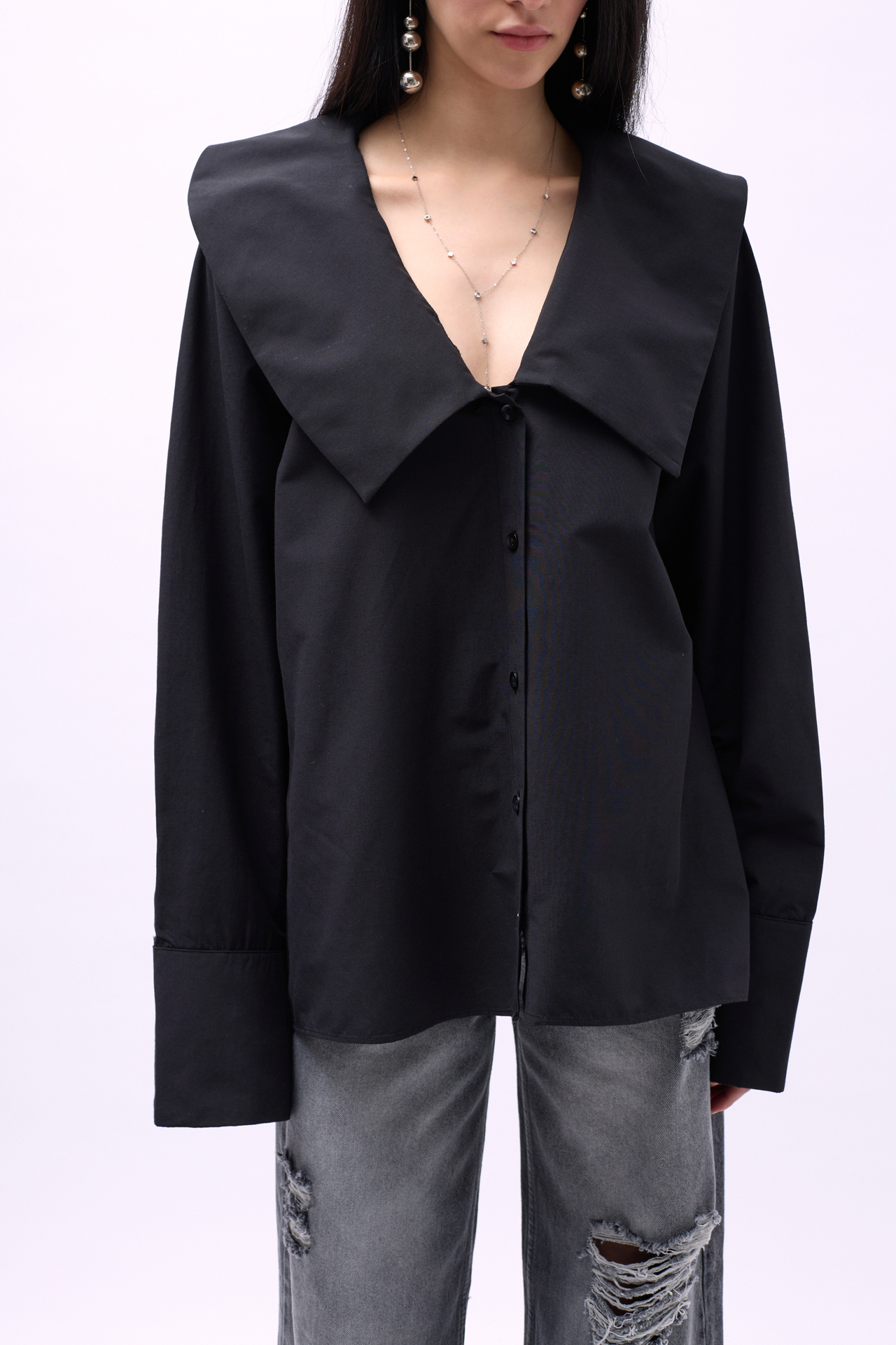 Wide Collar Ruffle Sleeve Shirt – Brand: Black Fashion – Women & Kids, Baby Clothes Wholesale – TheBS Women