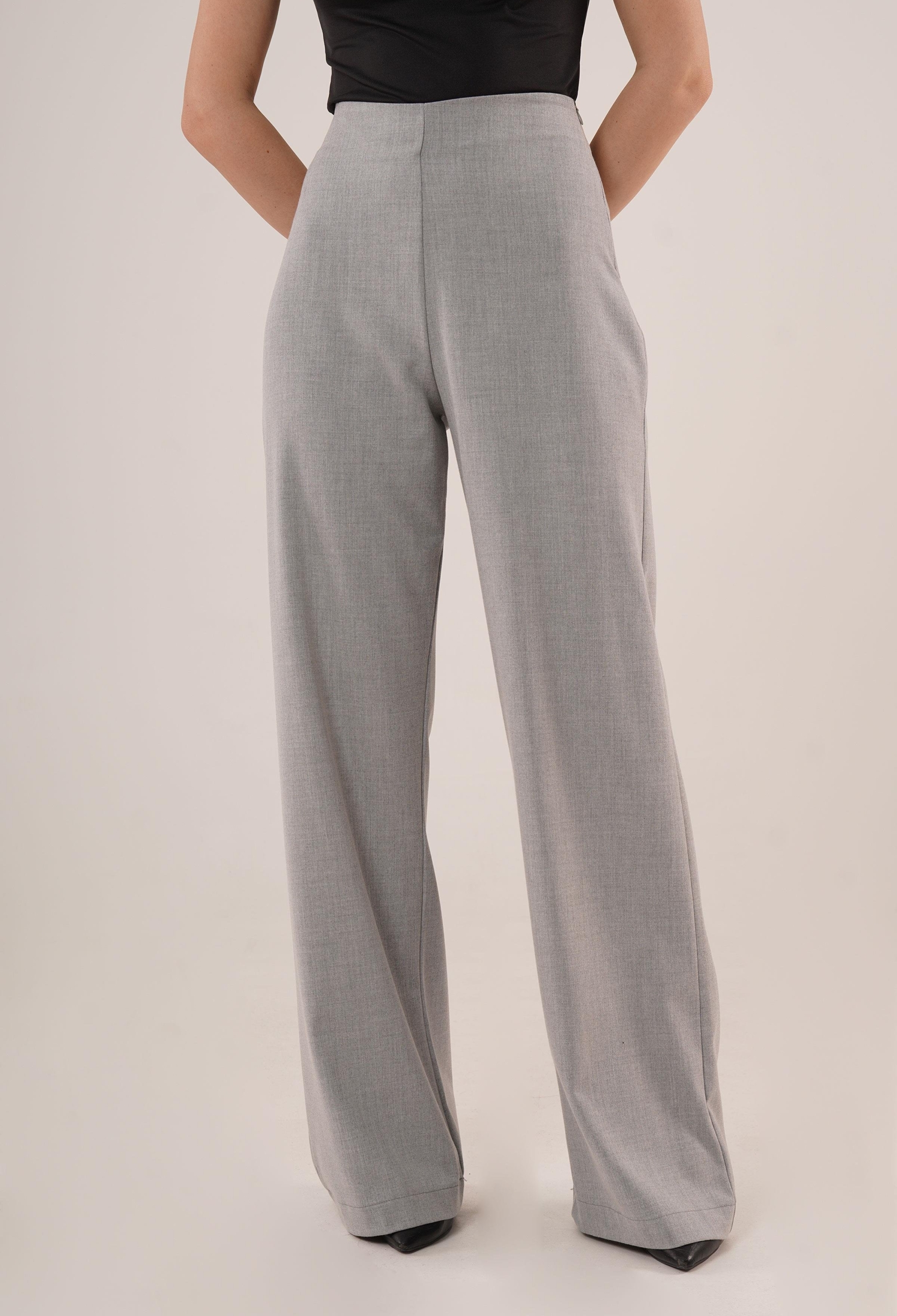 WholesaleFabric Pants With Loose Leg Side Zipper - Brand: Lustrin - Women & Kids, Baby Clothes Wholesale - TheBS Women