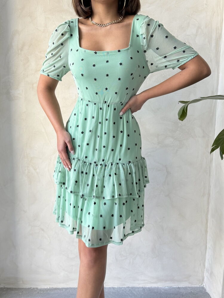 Çağla Kayak Collar Floral Wholesale Skirt Ruffle Short Sleeve Wholesale Dress – Brand: Topshow – Women & Kids, Baby Clothes Wholesale – TheBS Women