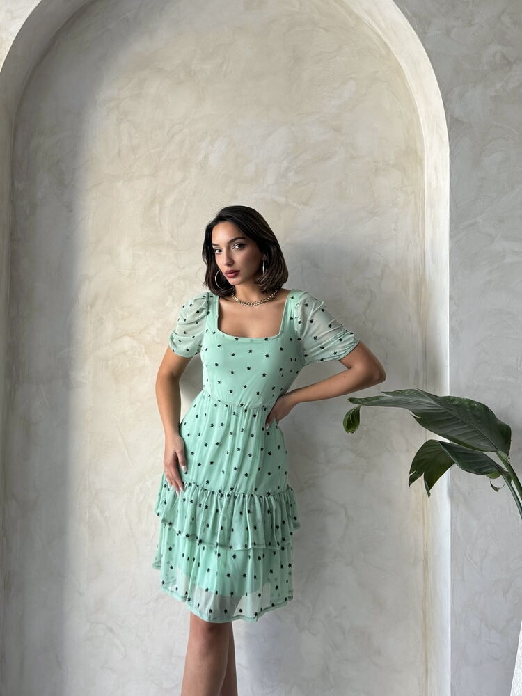 Çağla Kayak Collar Floral Wholesale Skirt Ruffle Short Sleeve Wholesale Dress – Brand: Topshow – Women & Kids, Baby Clothes Wholesale – TheBS Women