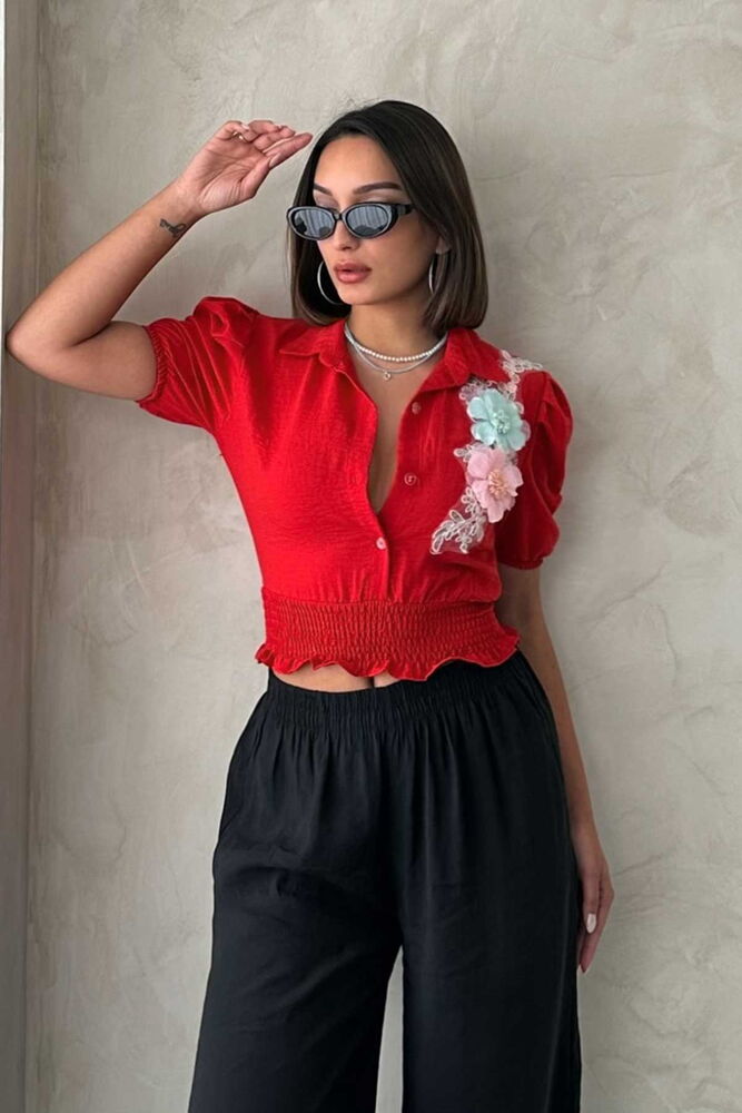 Chest Floral Linen Wholesale Shirt - Brand: Topshow - Women & Kids, Baby Clothes Wholesale - TheBS Women