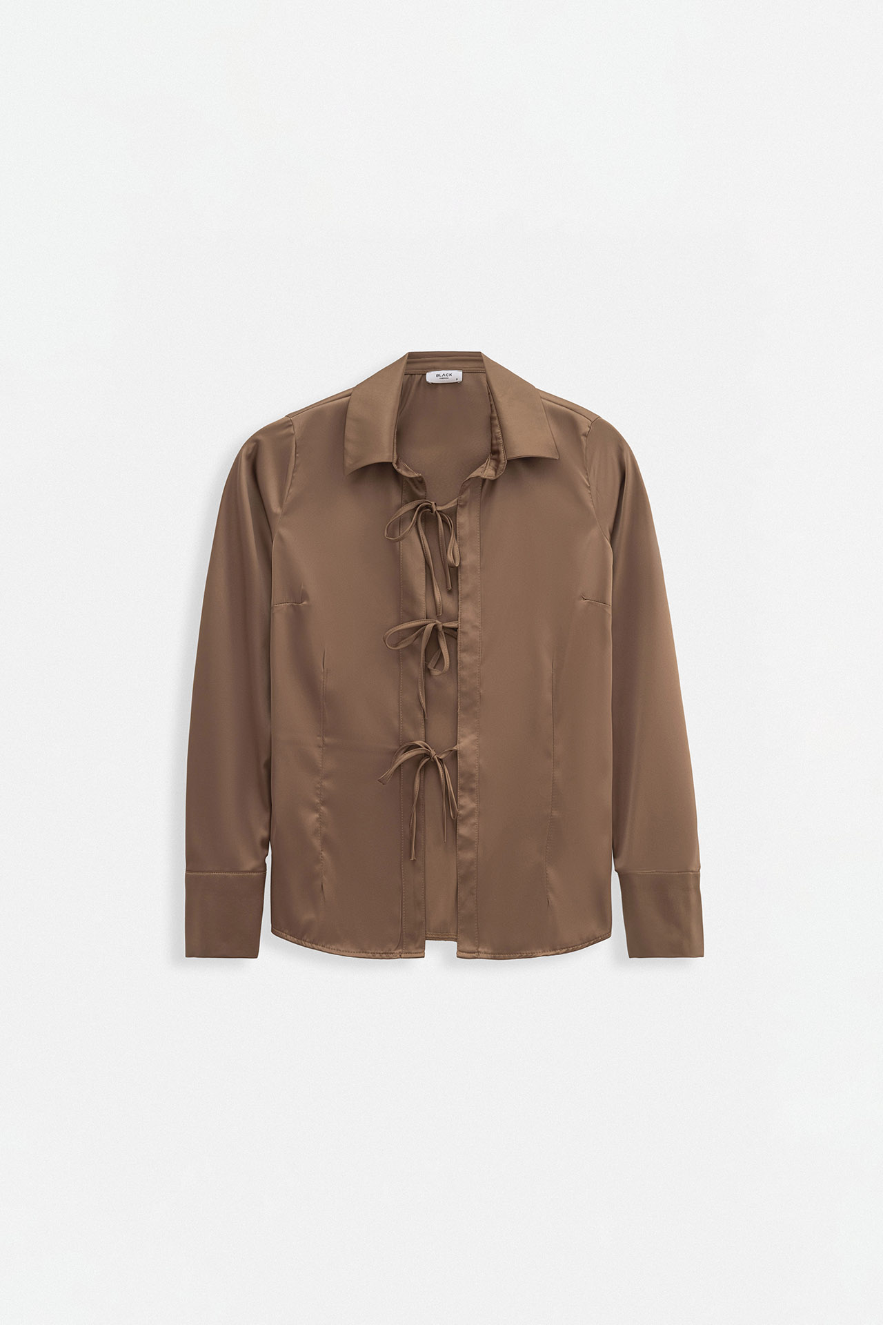 Tie Up Detail Satin Shirt – Dark – Brand: Black Fashion – Women & Kids, Baby Clothes Wholesale – TheBS Women