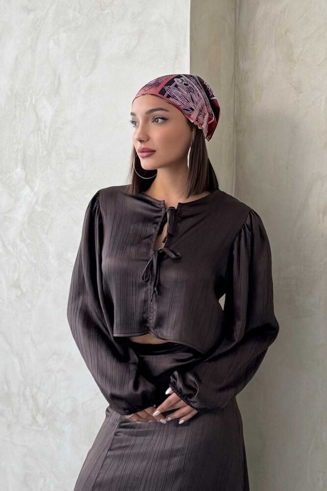 Lace Satin Front Tie Blouse - Brand: Topshow - Women & Kids, Baby Clothes Wholesale - TheBS Women