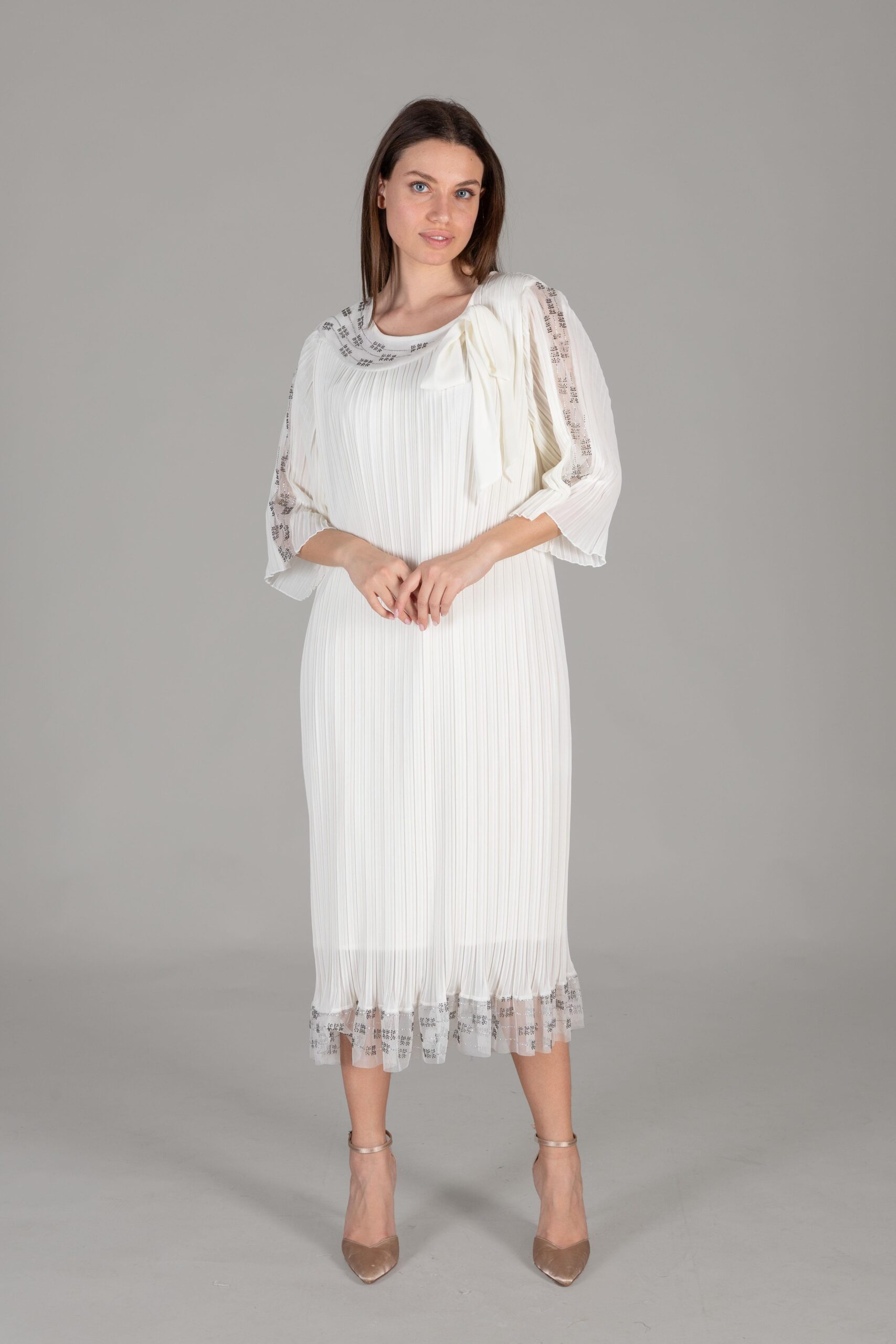 Round Neck Tulle Chiffon Dress – Brand: GUMANIZE – Women & Kids, Baby Clothes Wholesale – TheBS Women