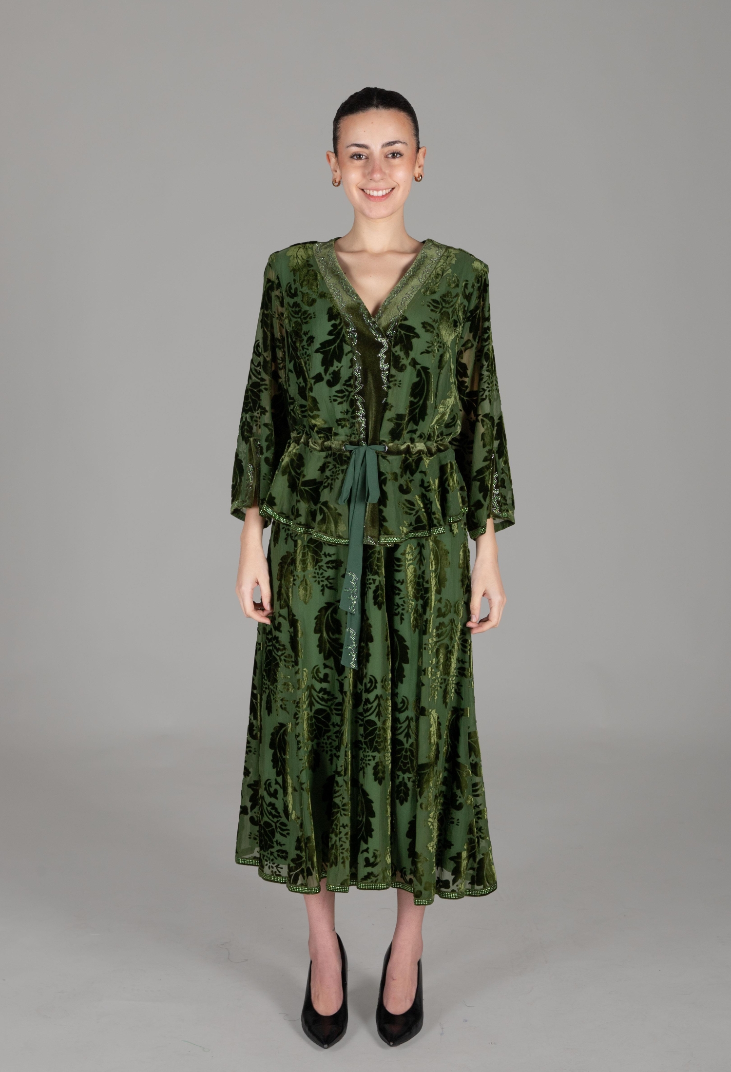 V Neck Burn Velvet Dress - Brand: GUMANIZE - Women & Kids, Baby Clothes Wholesale - TheBS Women