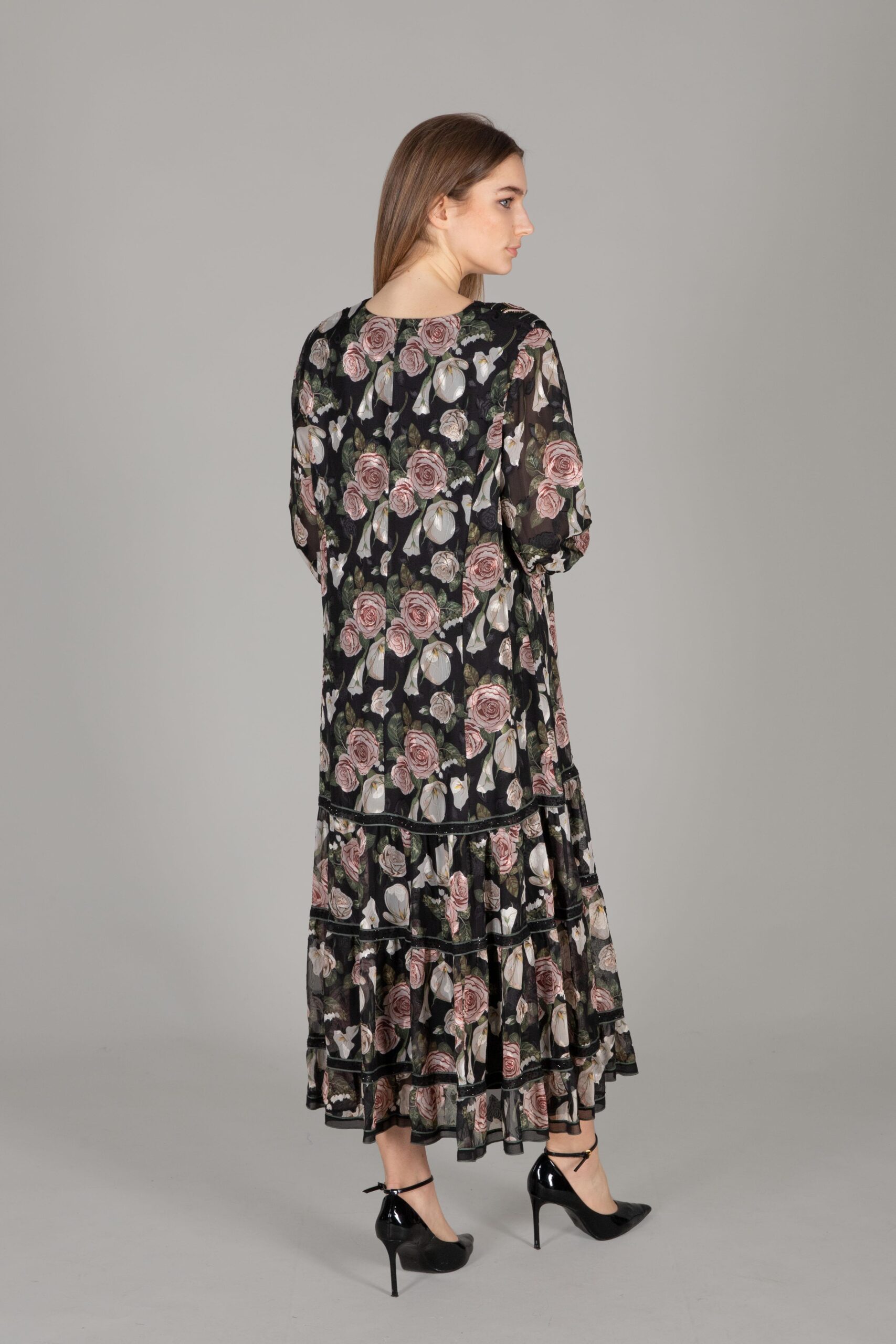 Round Neck Embroidered Chiffon Dress – Brand: GUMANIZE – Women & Kids, Baby Clothes Wholesale – TheBS Women