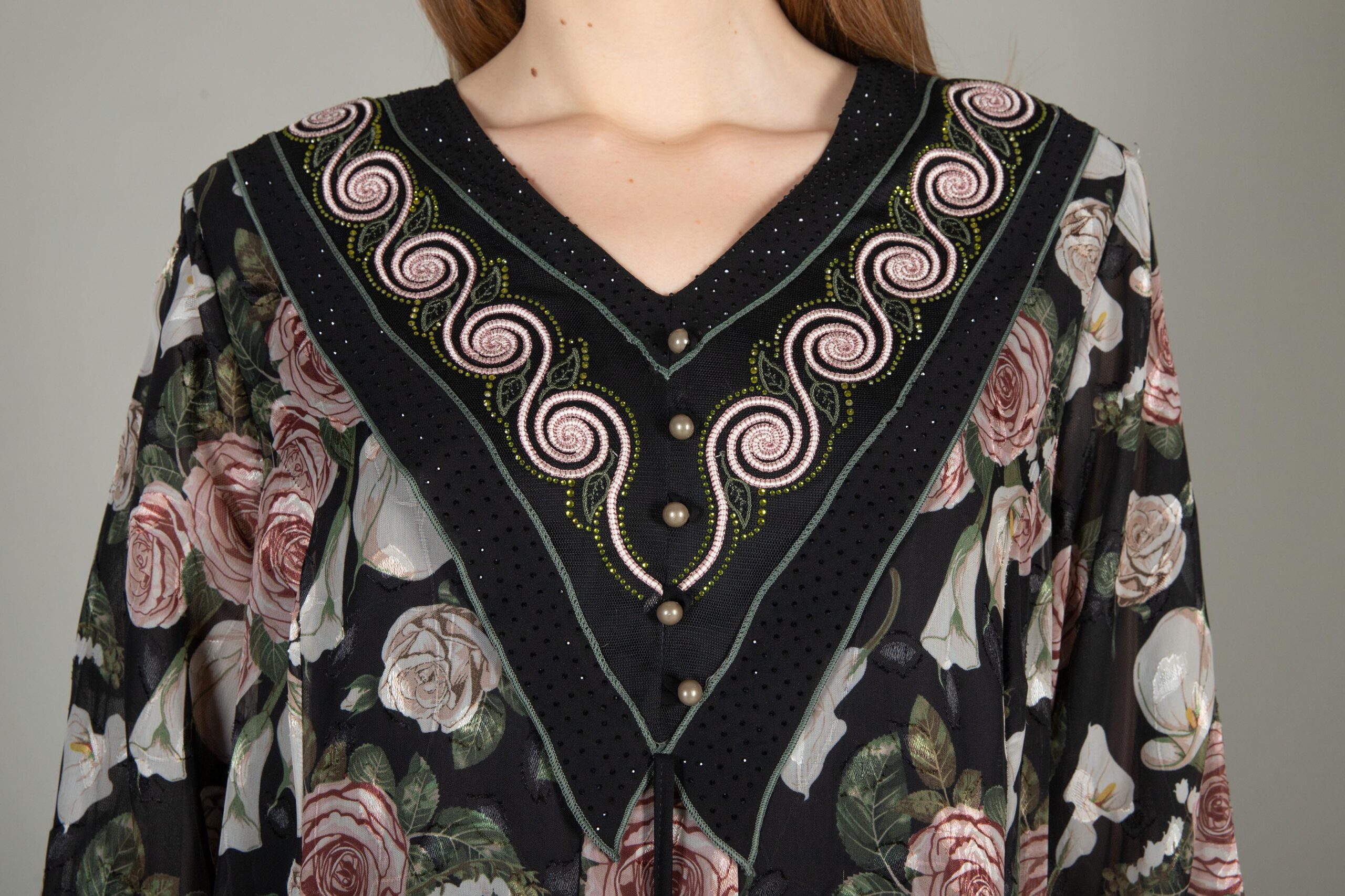 Round Neck Embroidered Chiffon Dress – Brand: GUMANIZE – Women & Kids, Baby Clothes Wholesale – TheBS Women