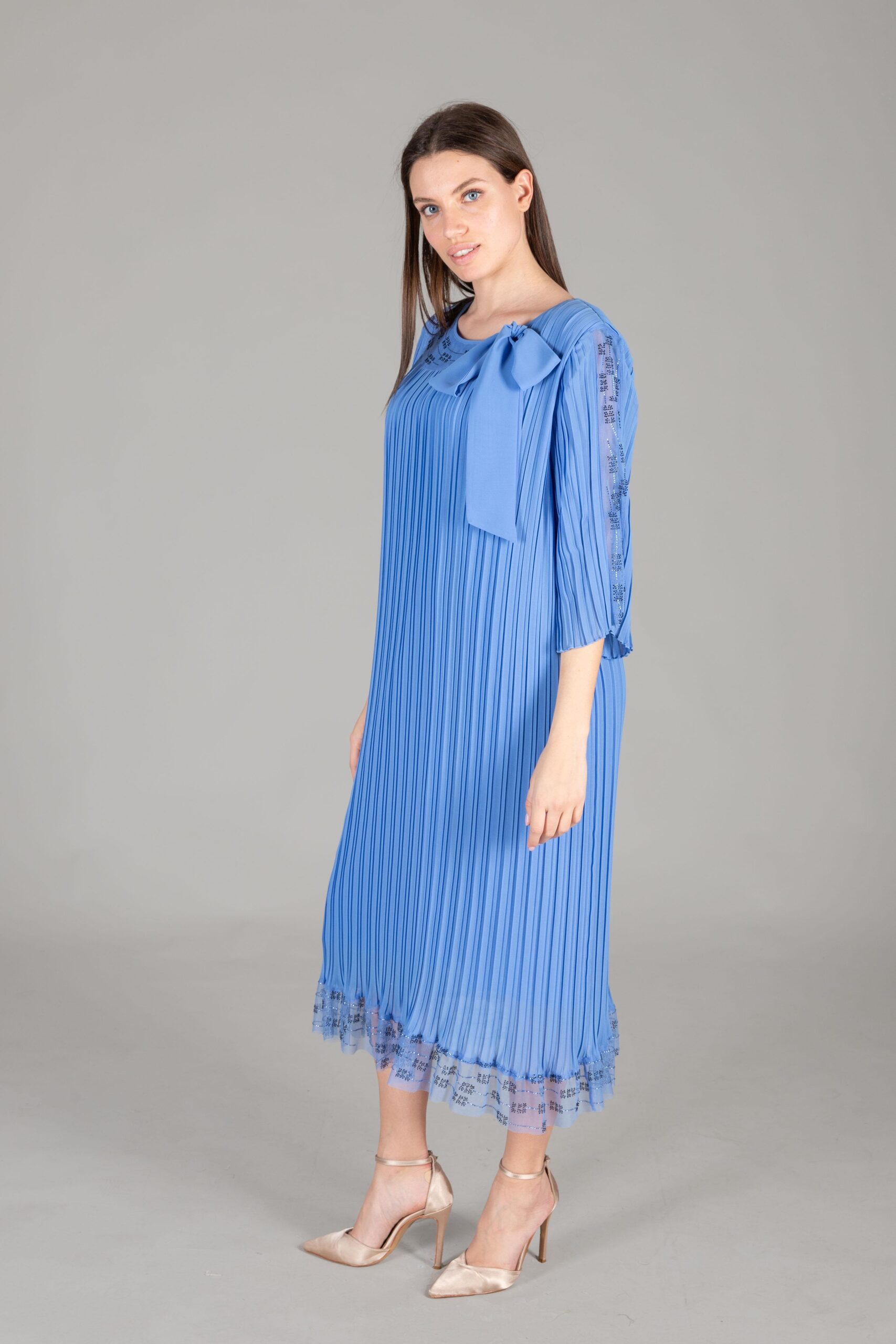 Round Neck Tulle Chiffon Dress – Brand: GUMANIZE – Women & Kids, Baby Clothes Wholesale – TheBS Women