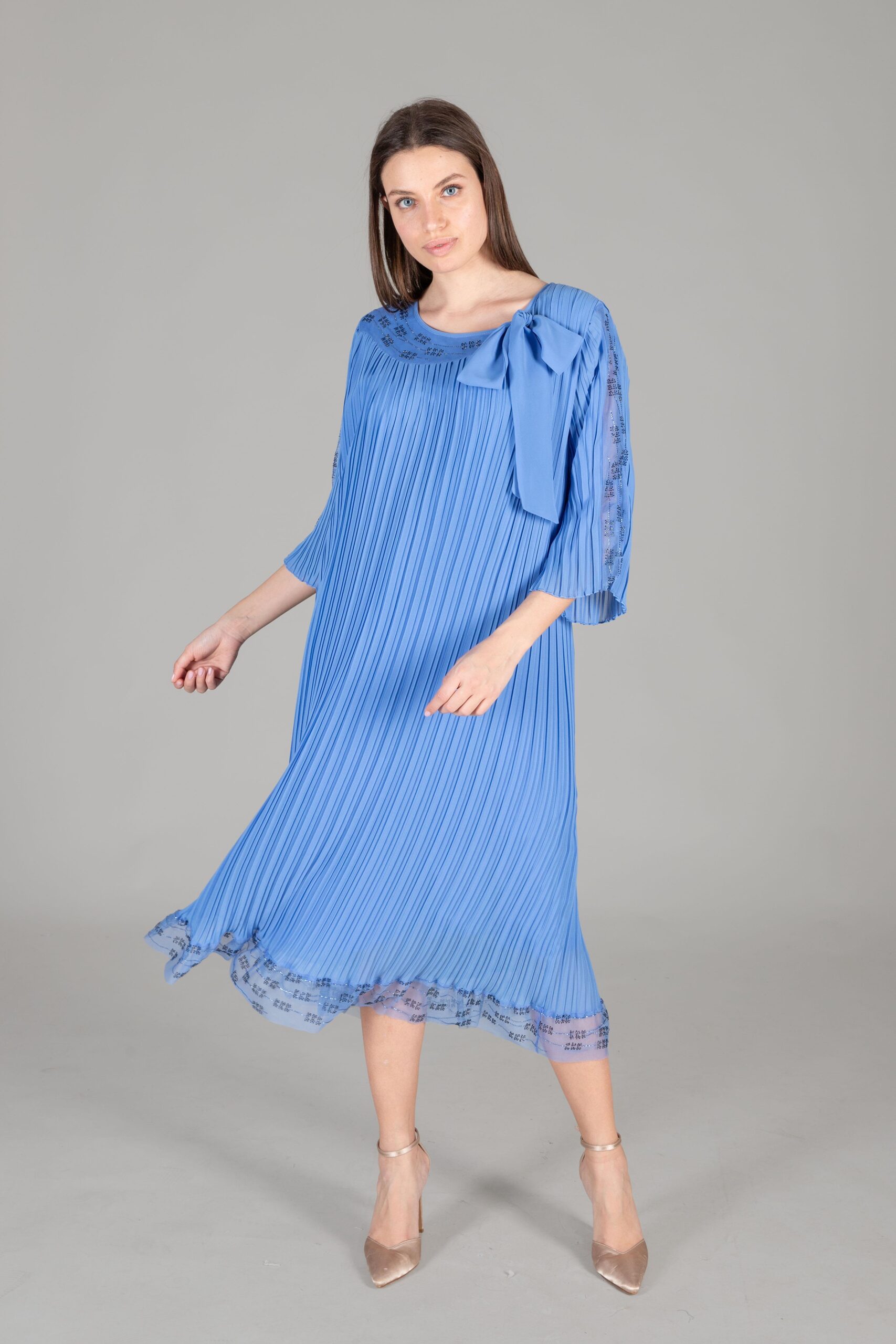 Round Neck Tulle Chiffon Dress – Brand: GUMANIZE – Women & Kids, Baby Clothes Wholesale – TheBS Women