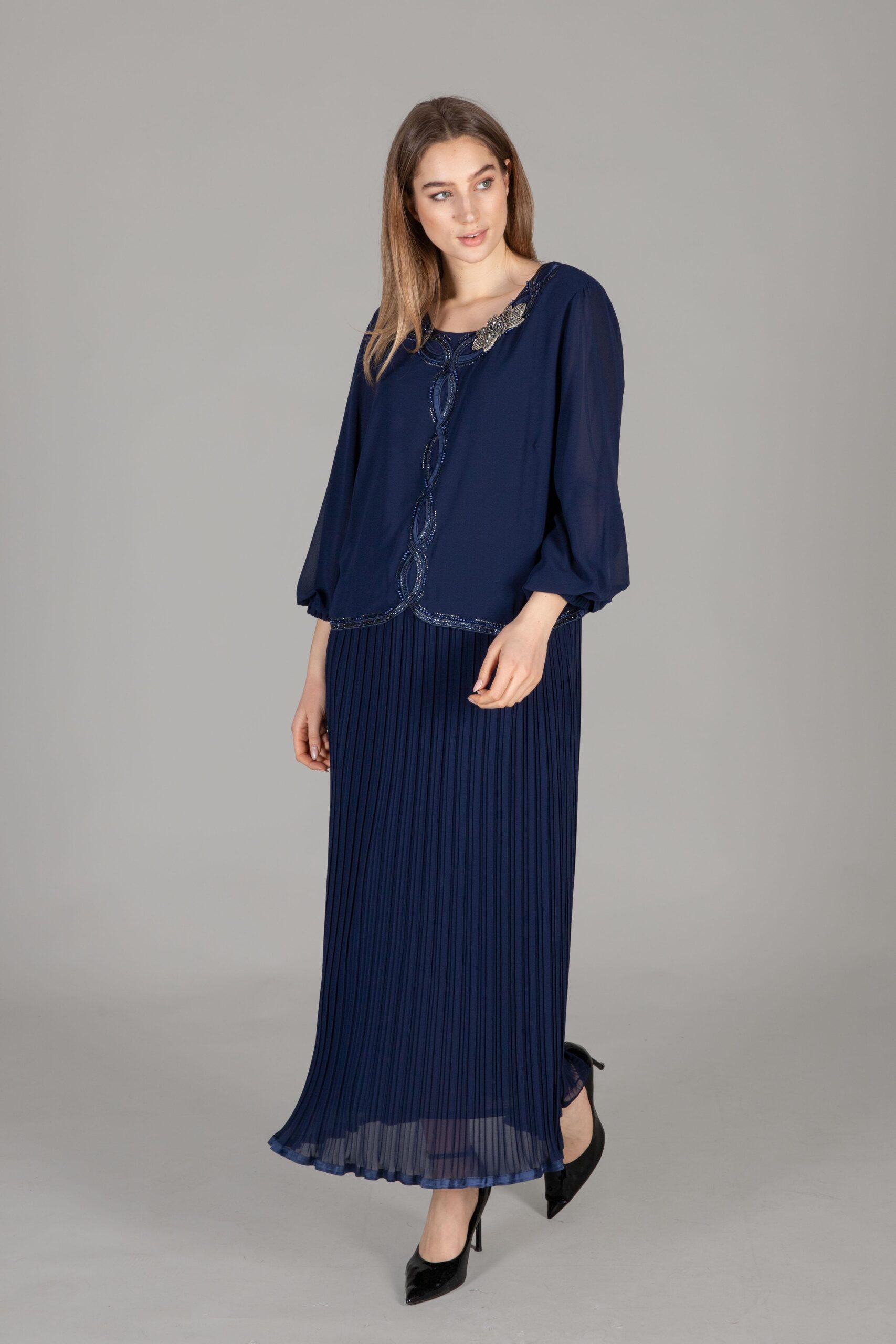 Round Neck Embroidered Chiffon Dress - Brand: GUMANIZE - Women & Kids, Baby Clothes Wholesale - TheBS Women