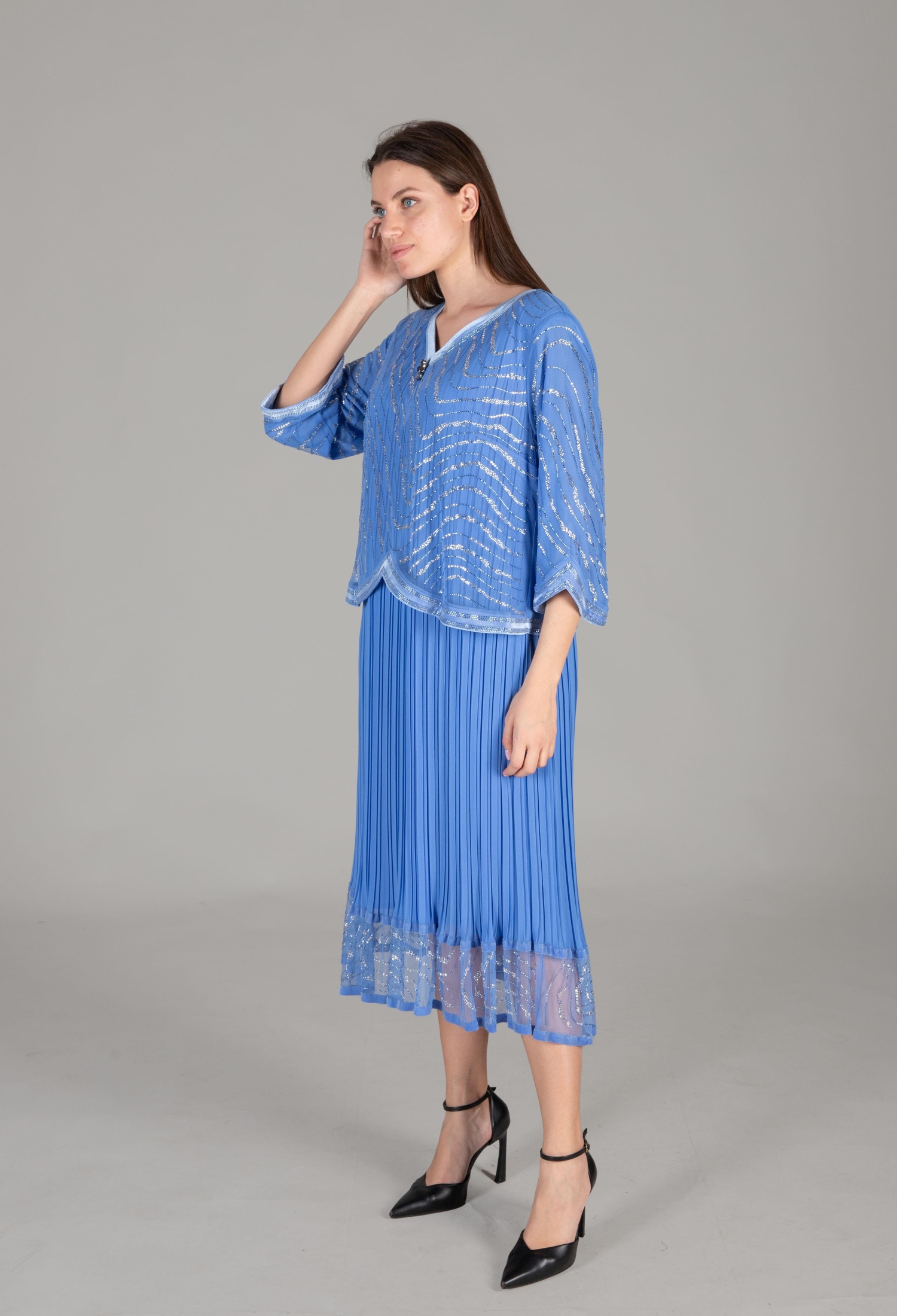 V Neck Chiffon Stone Dress - Brand: GUMANIZE - Women & Kids, Baby Clothes Wholesale - TheBS Women