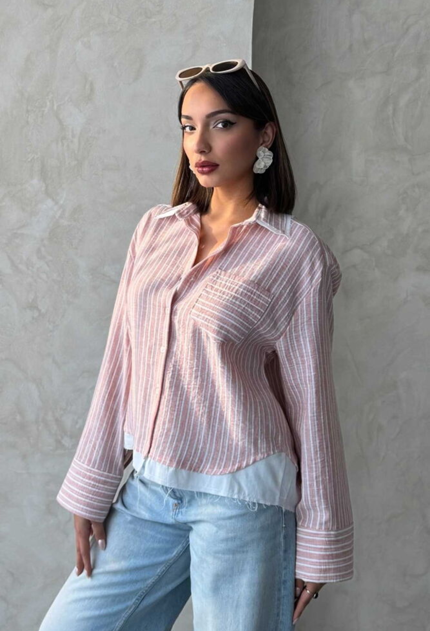 Poplin Detailed Striped Shirt - Multicolor - Brand: Topshow - Women & Kids, Baby Clothes Wholesale - TheBS Women