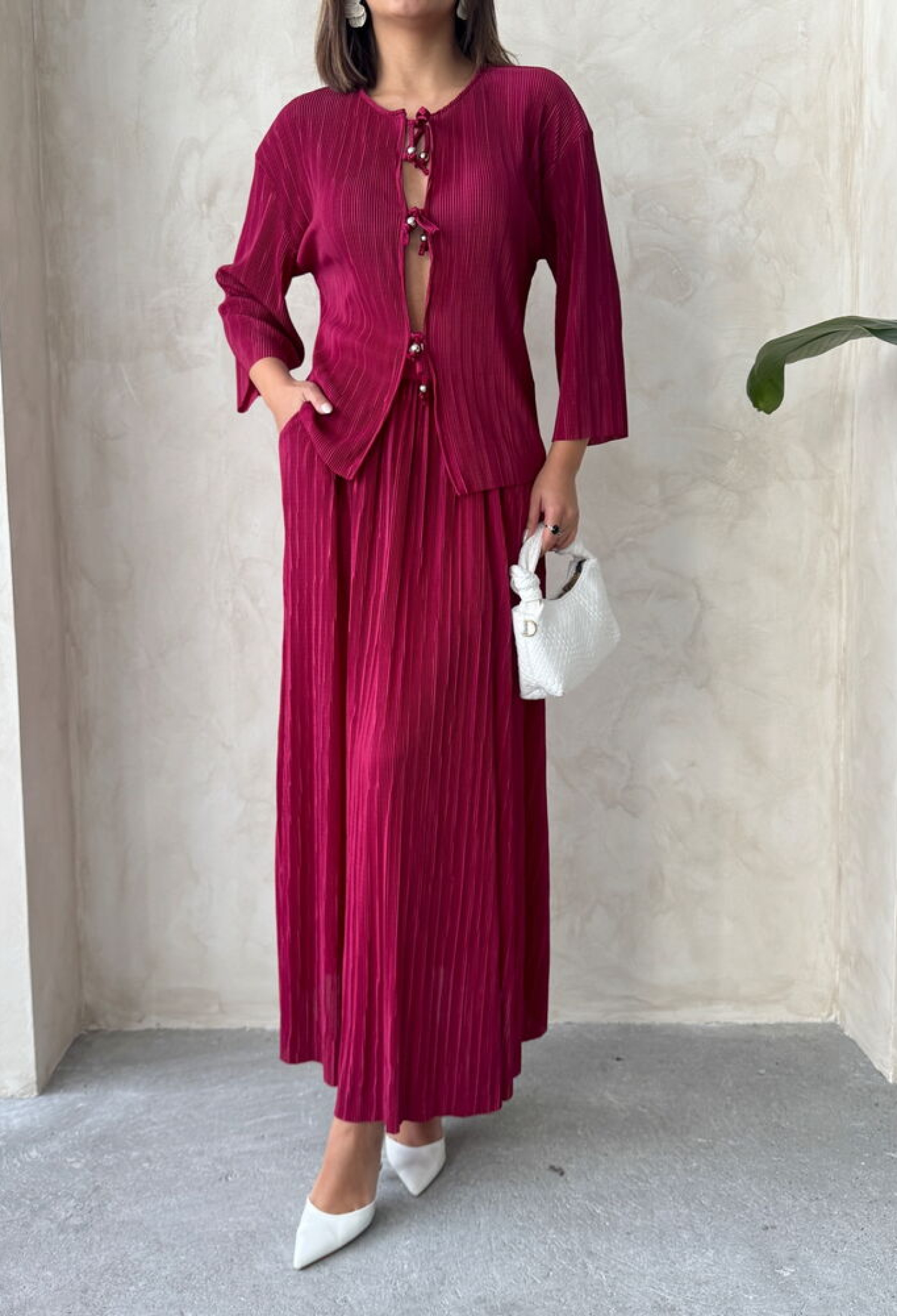 Pleise Skirt - Burgundy - Brand: Topshow - Women & Kids, Baby Clothes Wholesale - TheBS Women