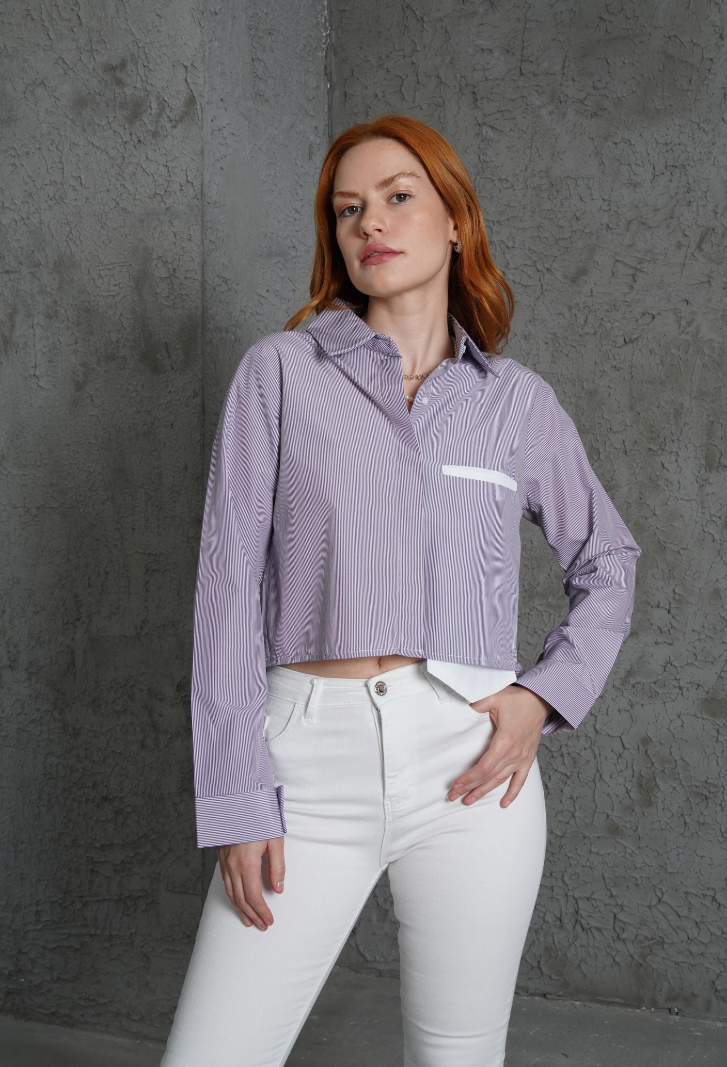 Long Pocket Striped Purple Wholesale Shirt - Brand: Lustrin - Women & Kids, Baby Clothes Wholesale - TheBS Women