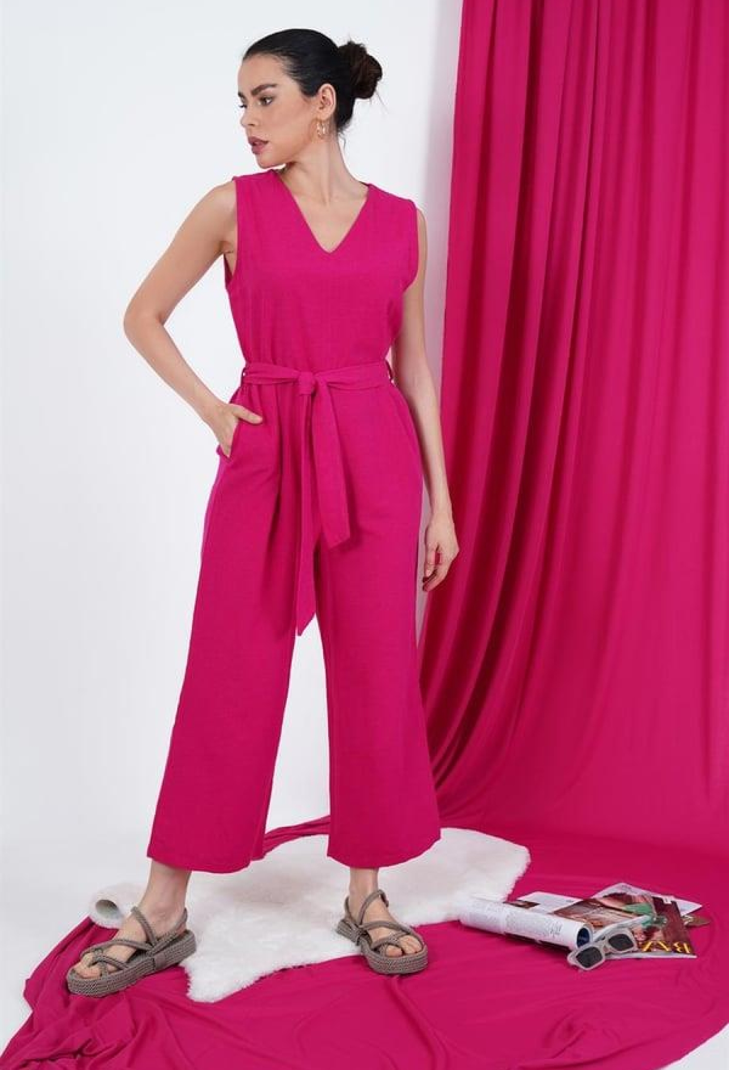 WholesaleJumpsuit With Back Zipper Waist Belt - Brand: Lustrin - Women & Kids, Baby Clothes Wholesale - TheBS Women