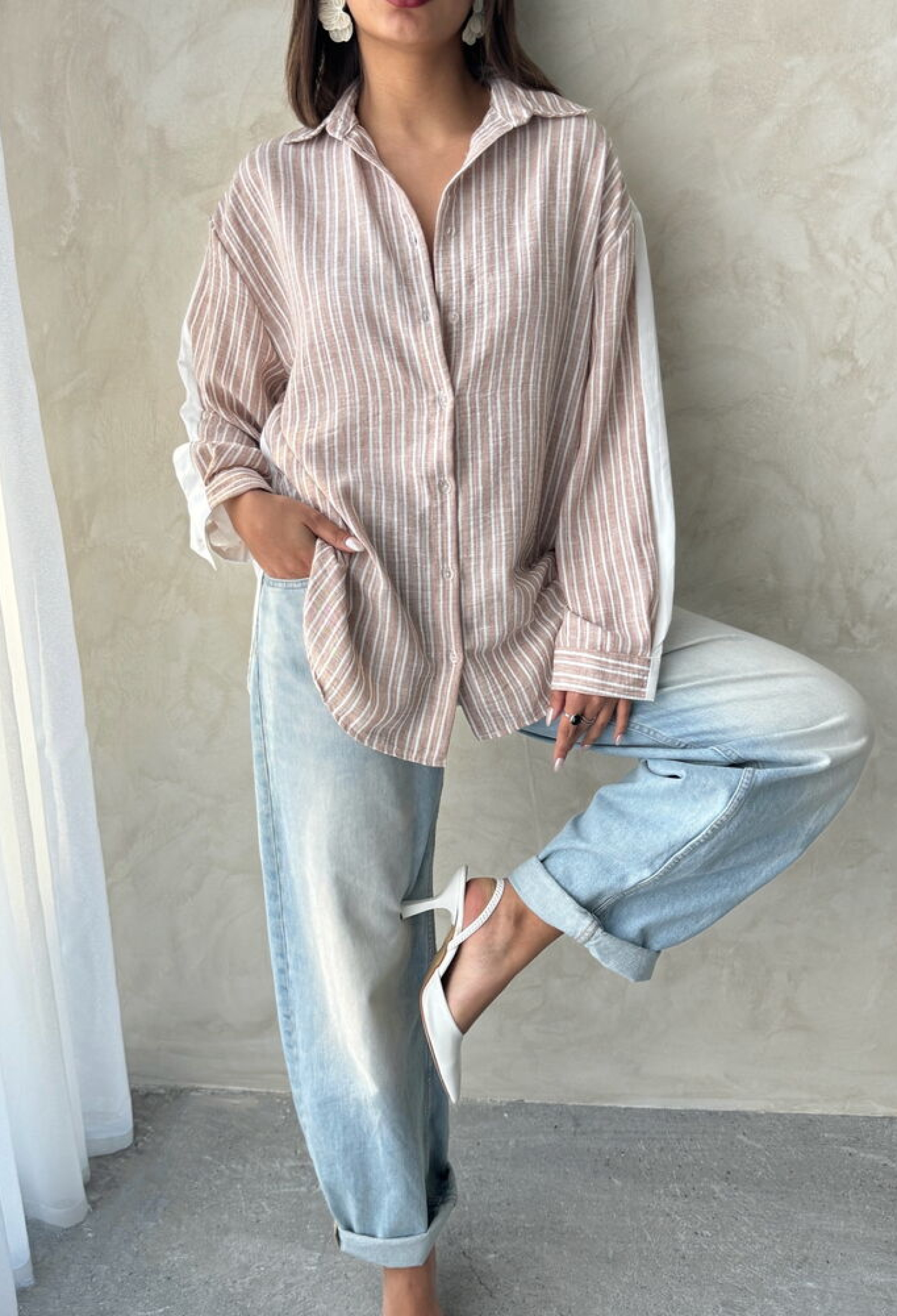 Striped Linen Shirt - Multicolor - Brand: Topshow - Women & Kids, Baby Clothes Wholesale - TheBS Women