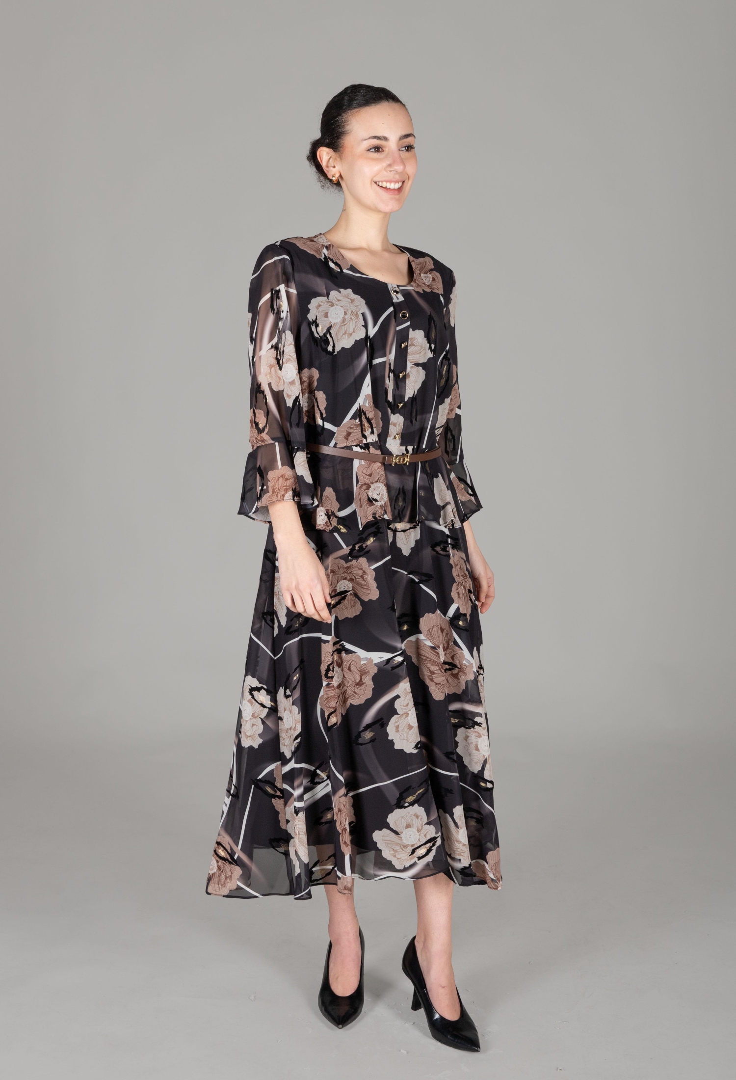 Round Neck Empirme Dress - Multicolor - Brand: GUMANIZE - Women & Kids, Baby Clothes Wholesale - TheBS Women