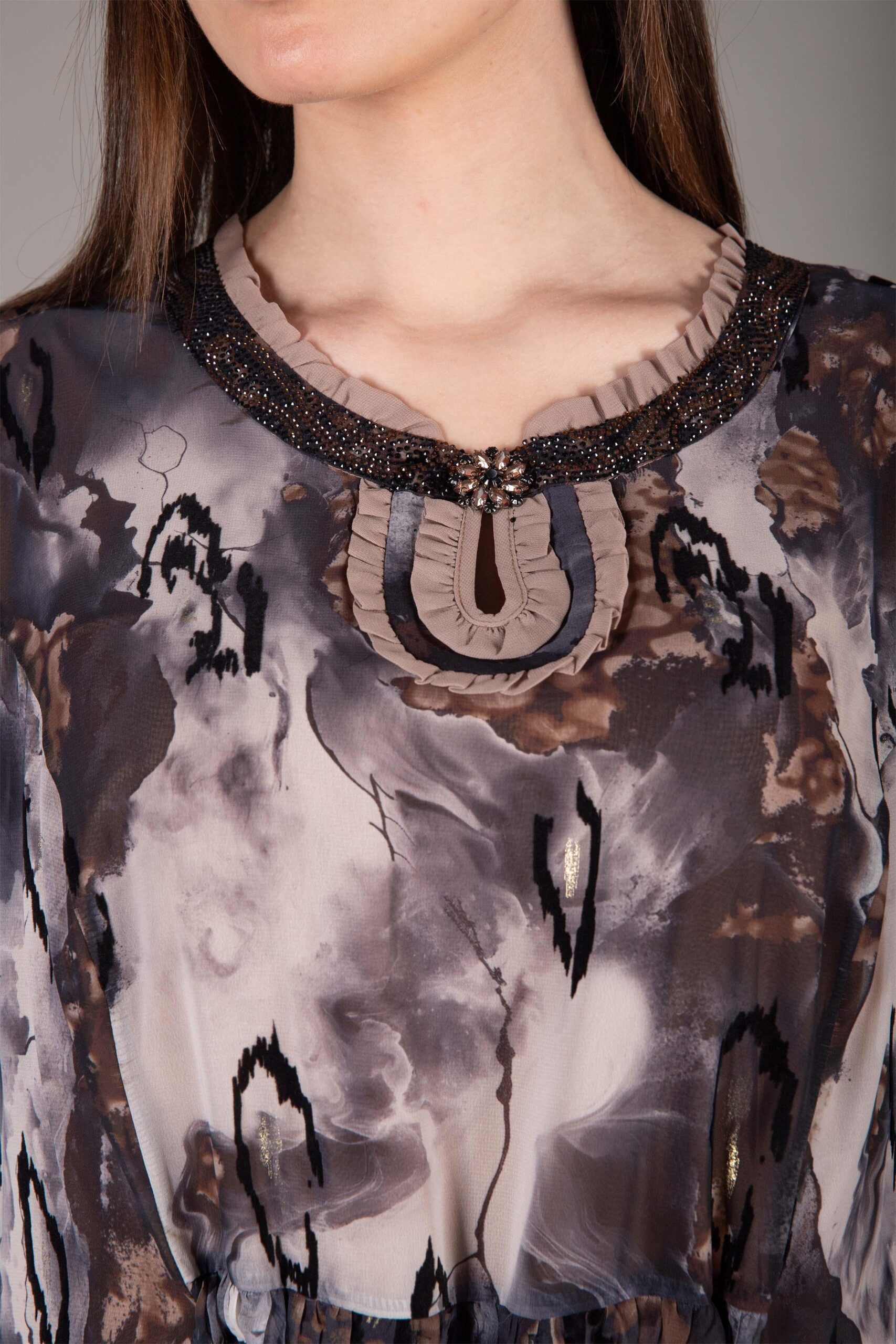 Round Neck Ruffle Burning Velvet Dress – Multicolor – Brand: GUMANIZE – Women & Kids, Baby Clothes Wholesale – TheBS Women