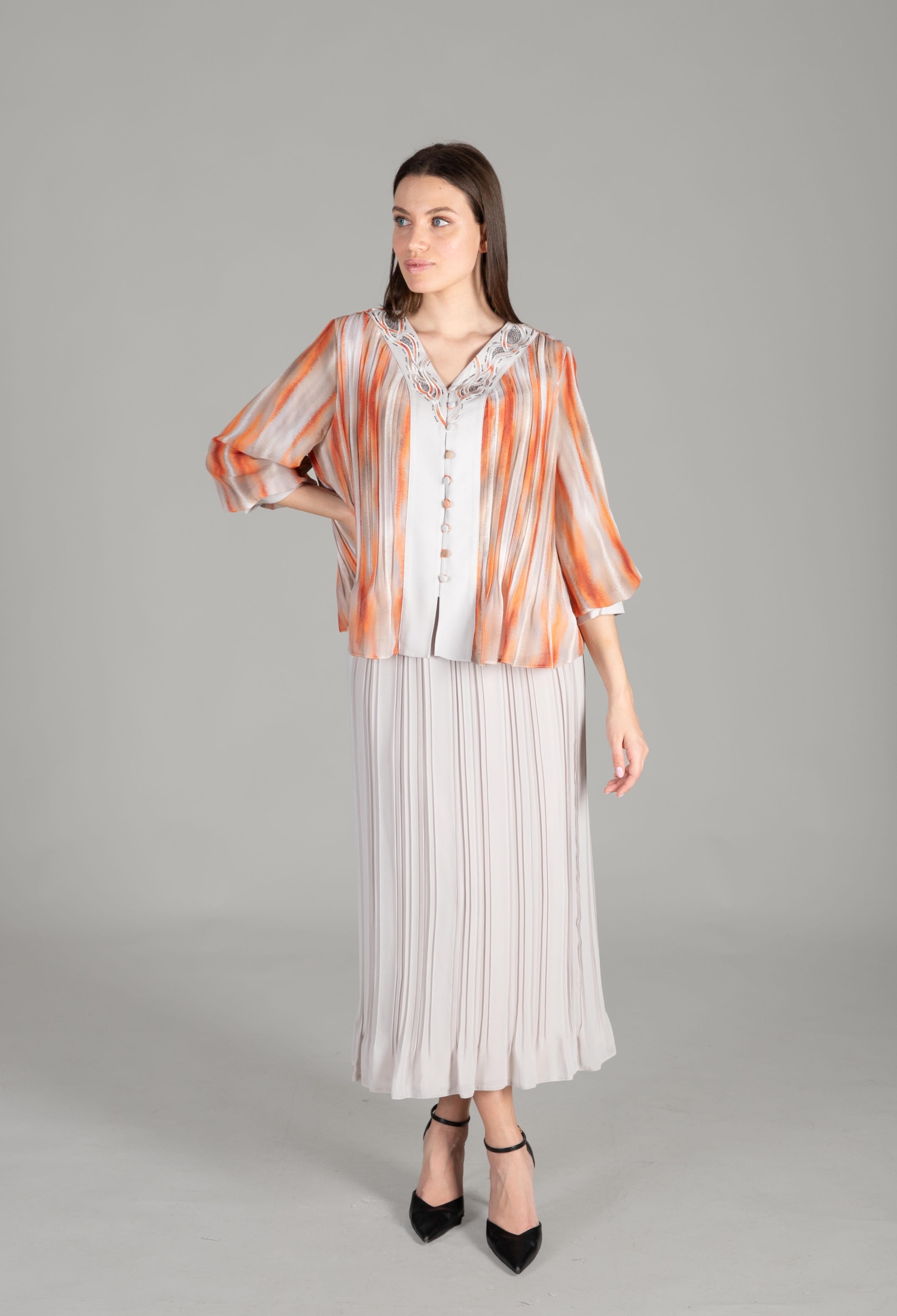 V Neck Embroidered Print Suit - Multicolor - Brand: GUMANIZE - Women & Kids, Baby Clothes Wholesale - TheBS Women