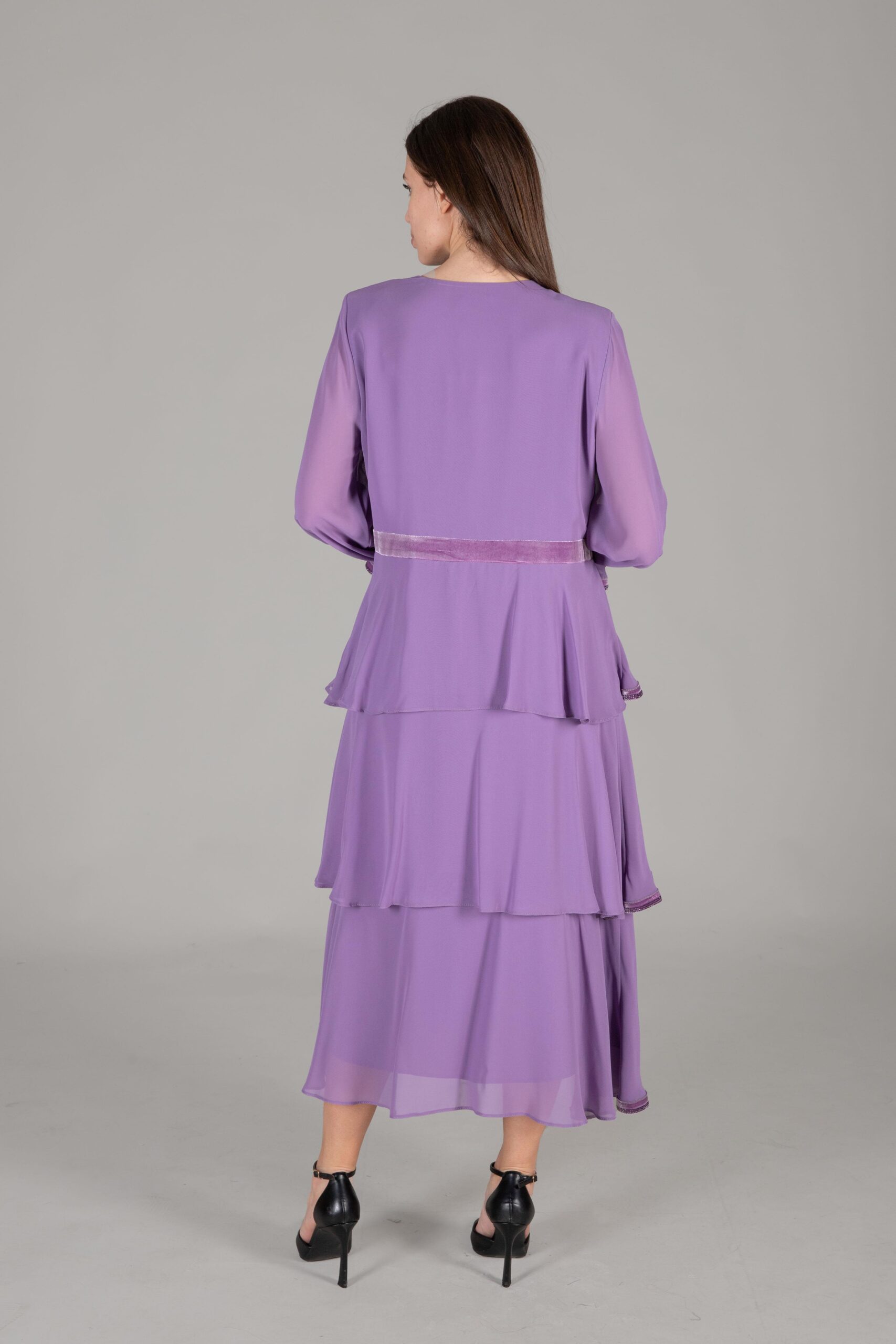 V Neck Multi Chiffon Dress - Dark - Brand: GUMANIZE - Women & Kids, Baby Clothes Wholesale - TheBS Women V Neck Multi Chiffon Dress - Dark - Brand: GUMANIZE - Women & Kids, Baby Clothes Wholesale - TheBS Women