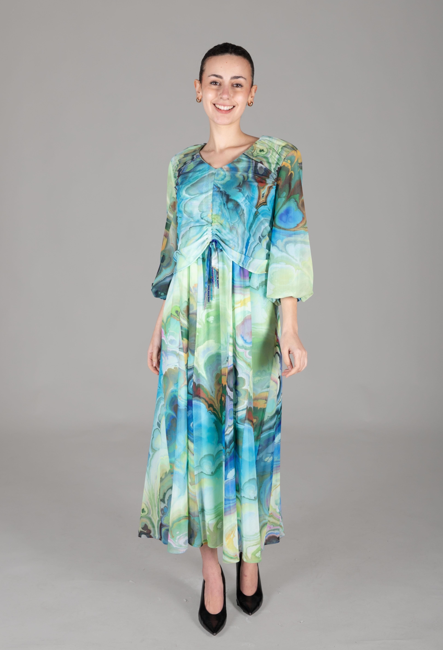 V Neck Tulle Dress - Multicolor - Brand: GUMANIZE - Women & Kids, Baby Clothes Wholesale - TheBS Women