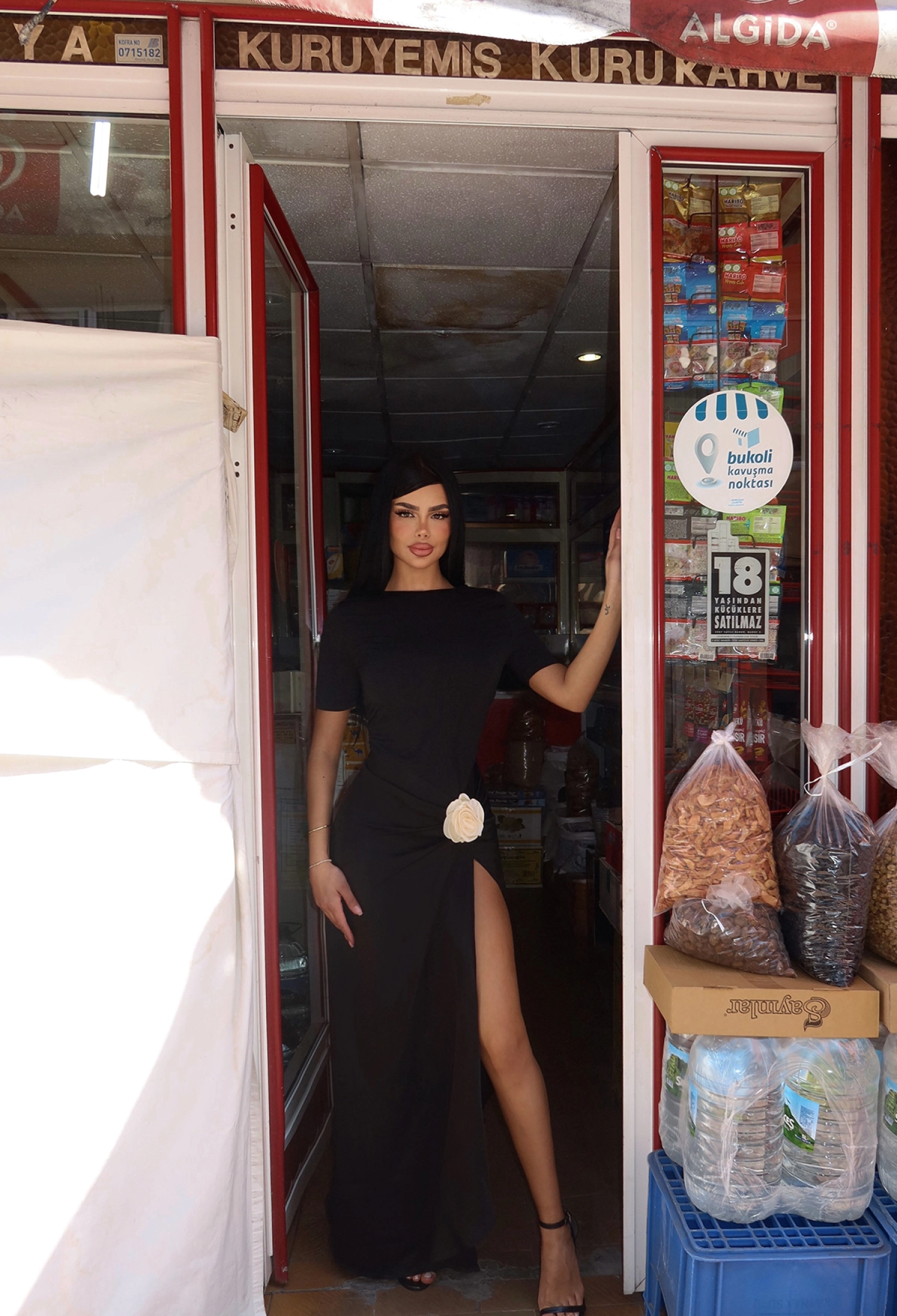 Rose Detail Long Dress - Black - Brand: EYYO ATELIER - Women & Kids, Baby Clothes Wholesale - TheBS Women