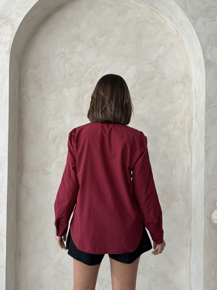 Floral Detailed Shirt – Burgundy – Brand: Topshow – Women & Kids, Baby Clothes Wholesale – TheBS Women