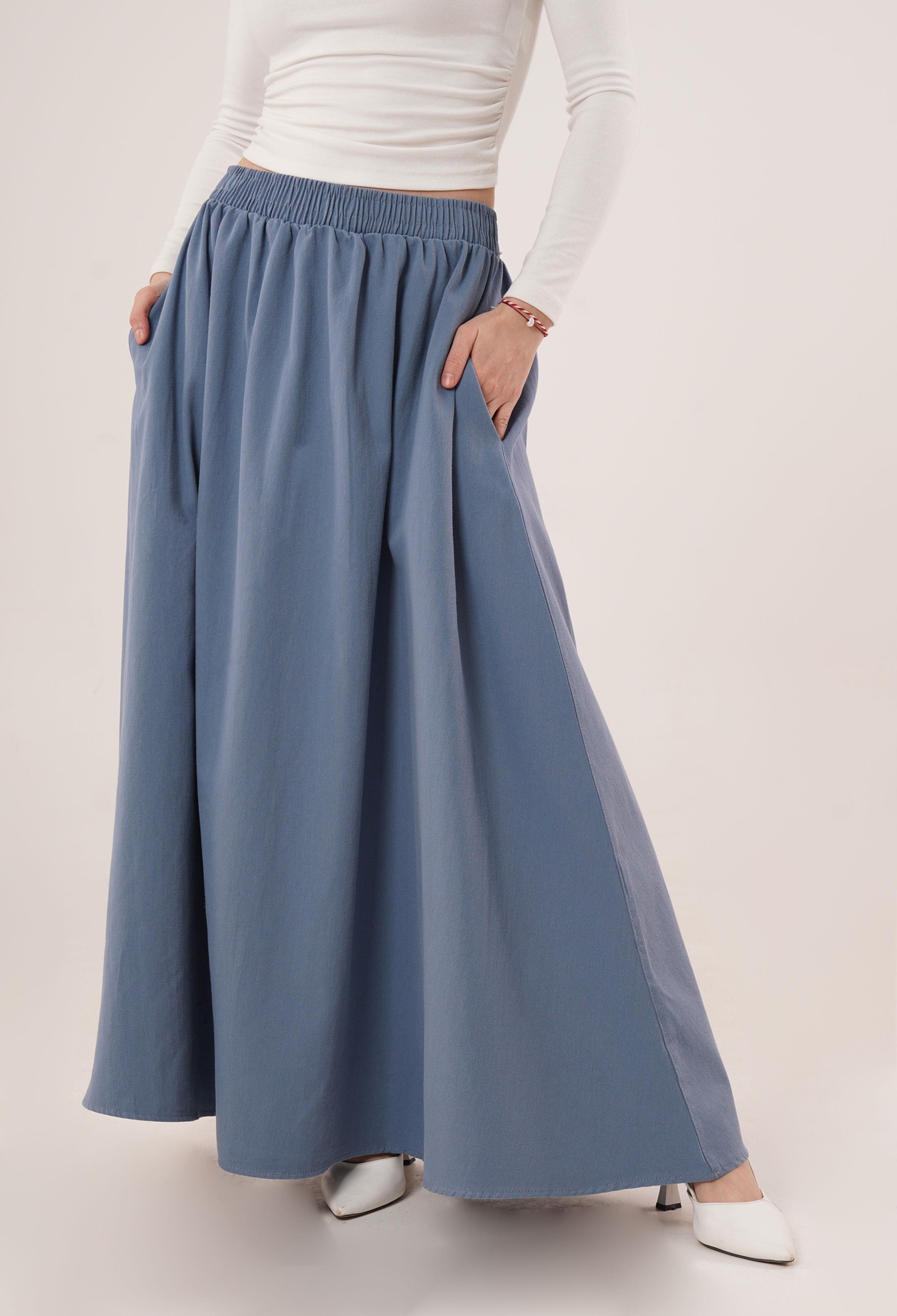 Elastic Waist Pocket Detailed LongWholesale Skirt - Brand: Lustrin - Women & Kids, Baby Clothes Wholesale - TheBS Women