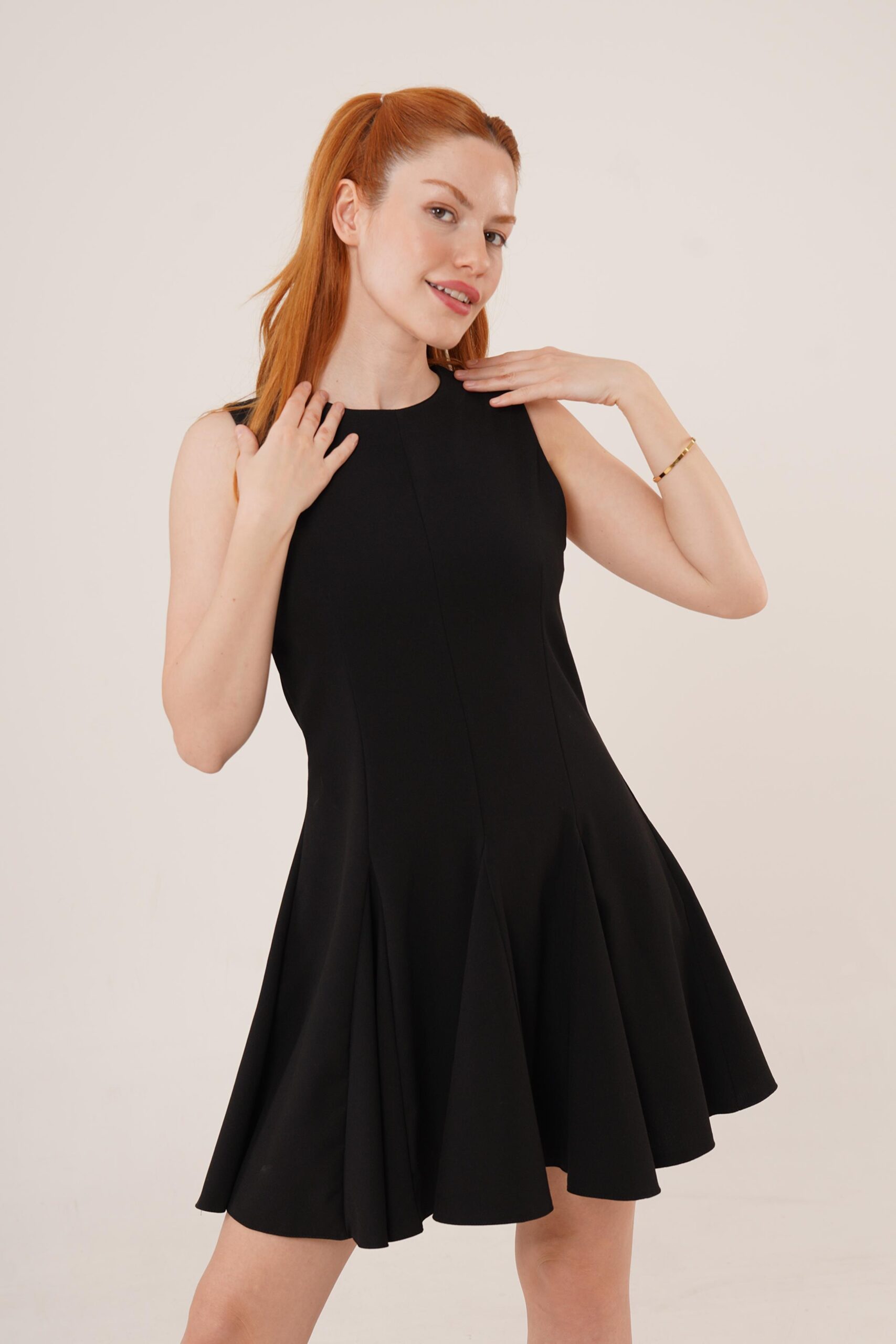 Wholesale Black Mini Dress With Zero Sleeve Pleated - Brand: Lustrin - Women & Kids, Baby Clothes Wholesale - TheBS Women