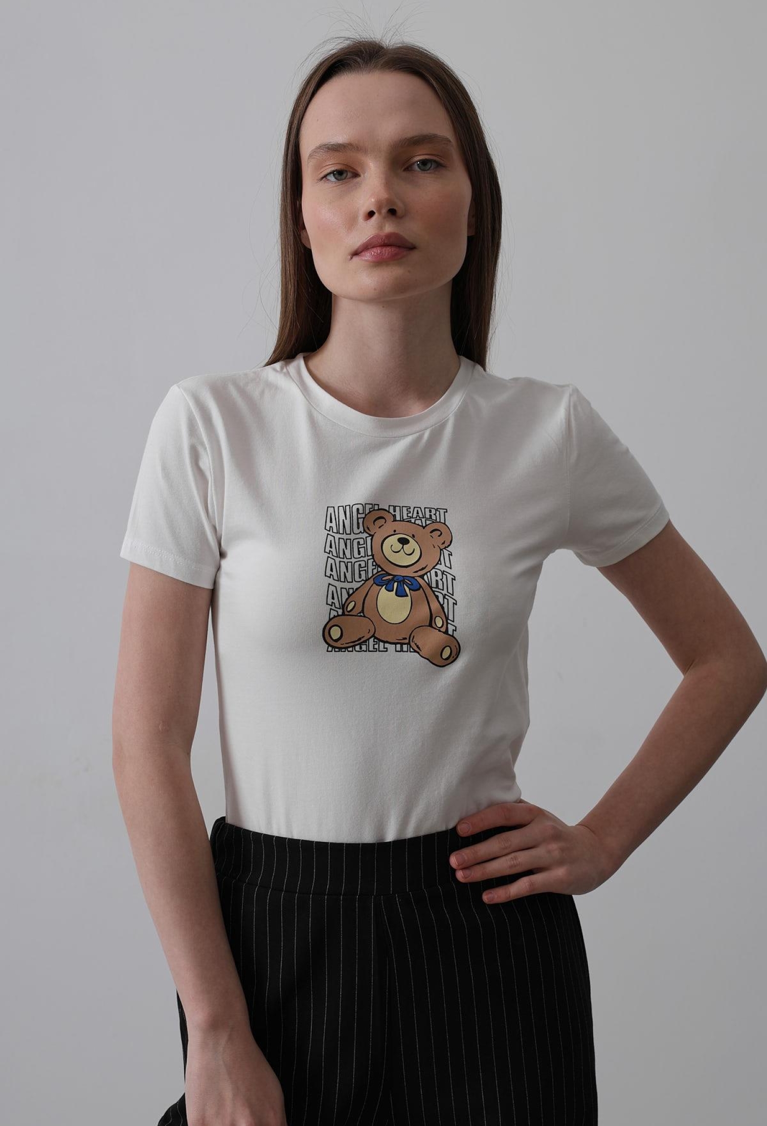 Print Detailed Tshirt - Ecru - Brand: Reyon - Women & Kids, Baby Clothes Wholesale - TheBS Women