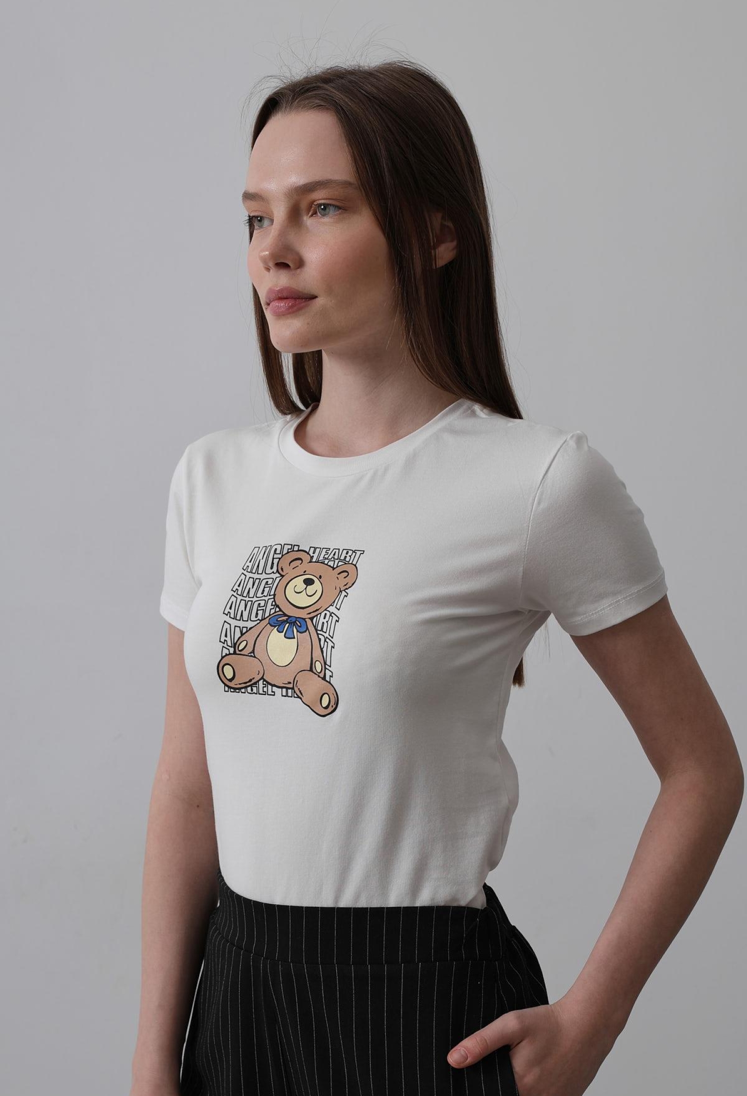 Print Detailed Tshirt - Ecru - Brand: Reyon - Women & Kids, Baby Clothes Wholesale - TheBS Women