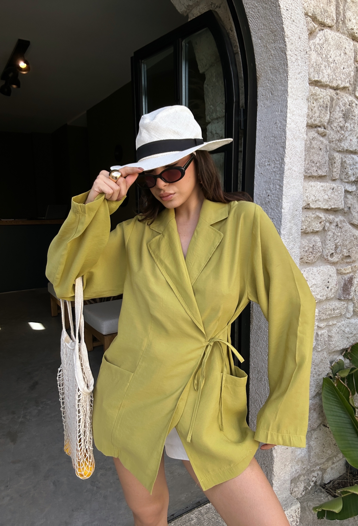 Oil100% Modal Fabric Tie Oversize Jacket 29106 - Brand: First Angels - Women & Kids, Baby Clothes Wholesale - TheBS Women