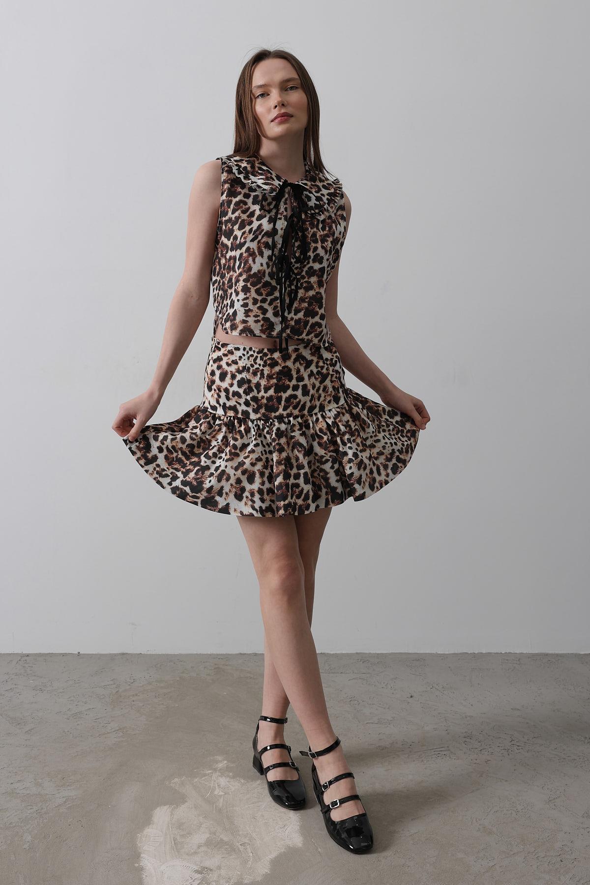 Leopard Print Mini Skirt - Multicolor - Brand: Reyon - Women & Kids, Baby Clothes Wholesale - TheBS Women