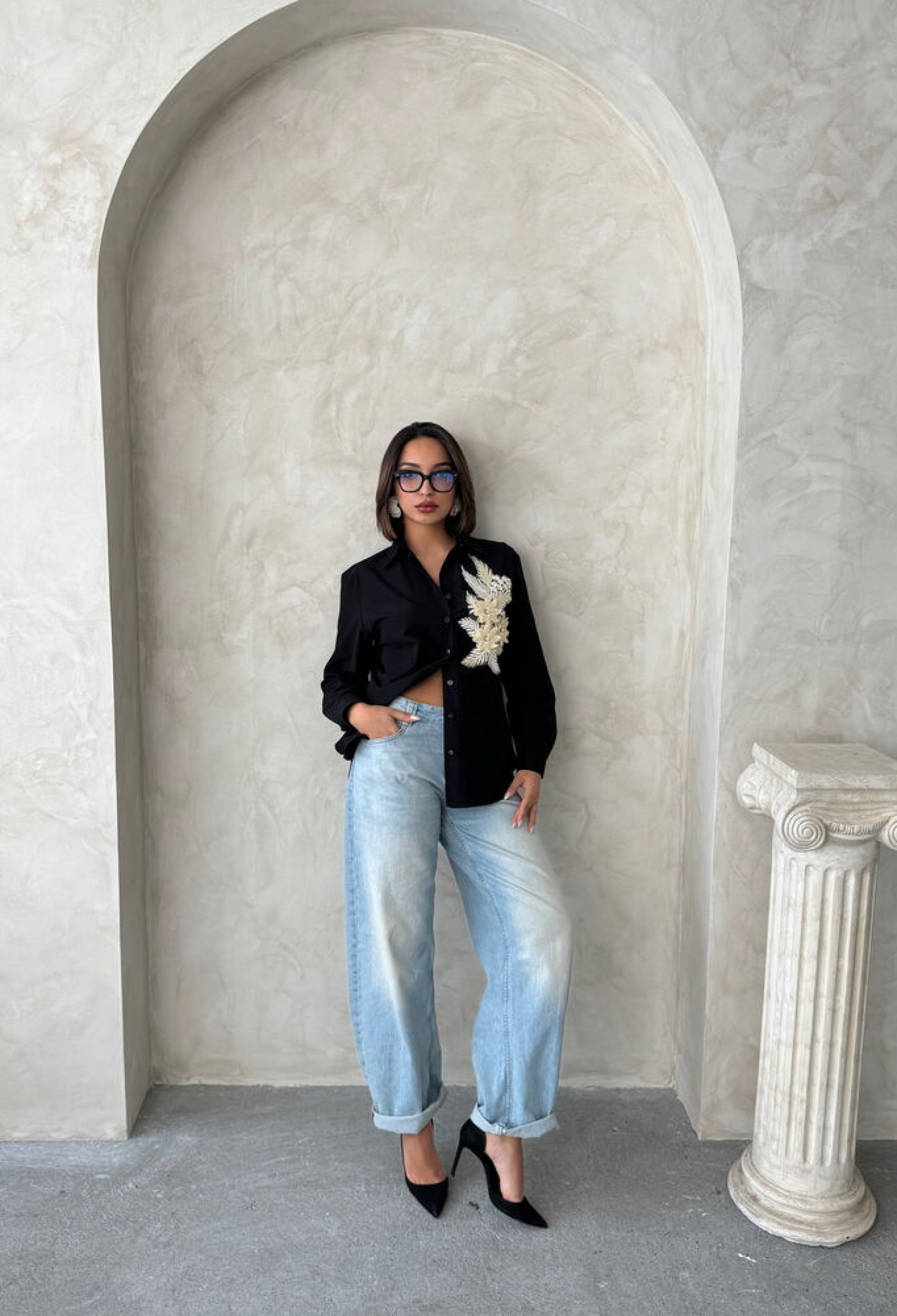 Flower Detailed Shirt - Brand: Topshow - Women & Kids, Baby Clothes Wholesale - TheBS Women