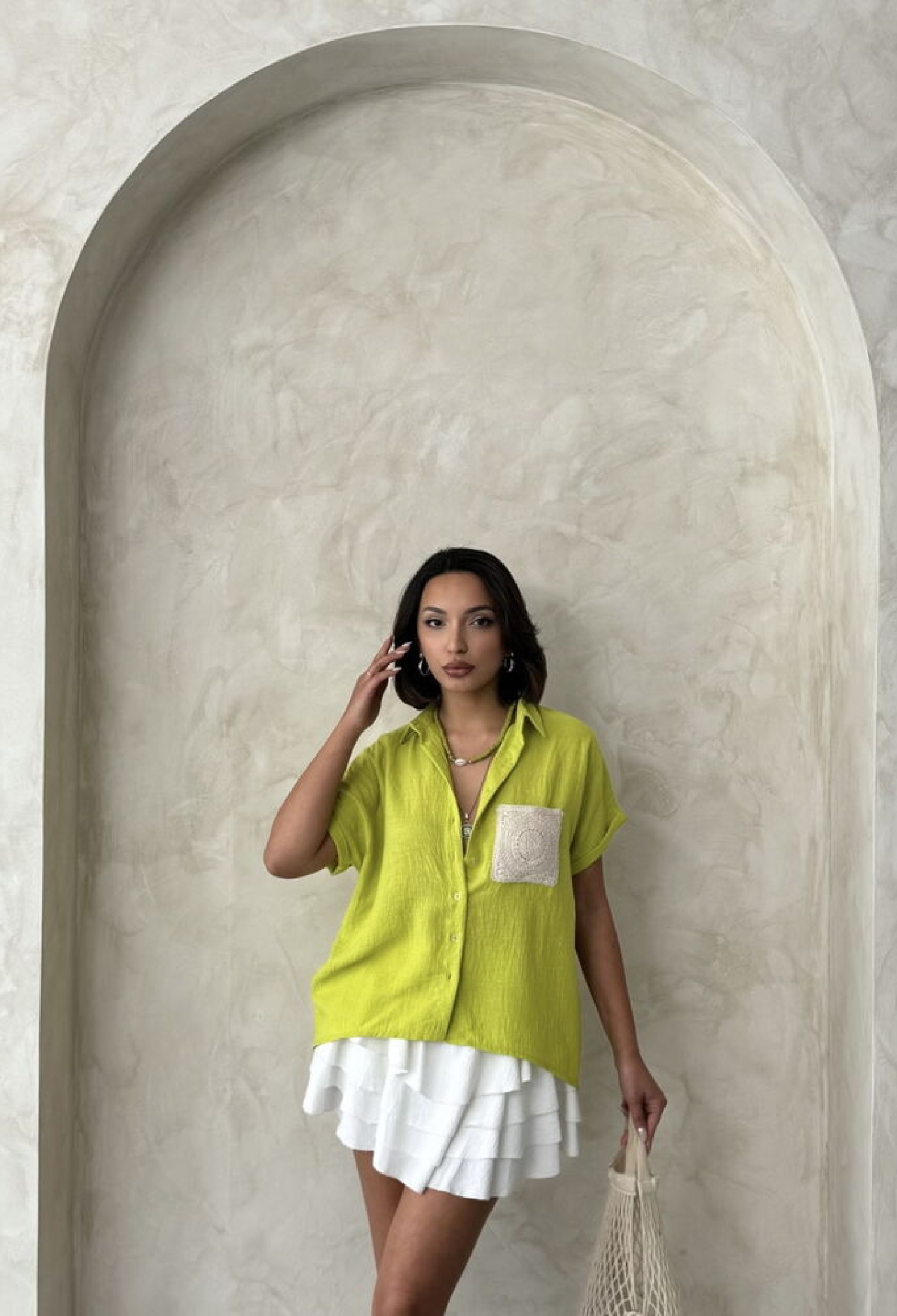 Linen Raw Pocket Applique Pocket Linen Wholesale Shirt - Brand: Topshow - Women & Kids, Baby Clothes Wholesale - TheBS Women