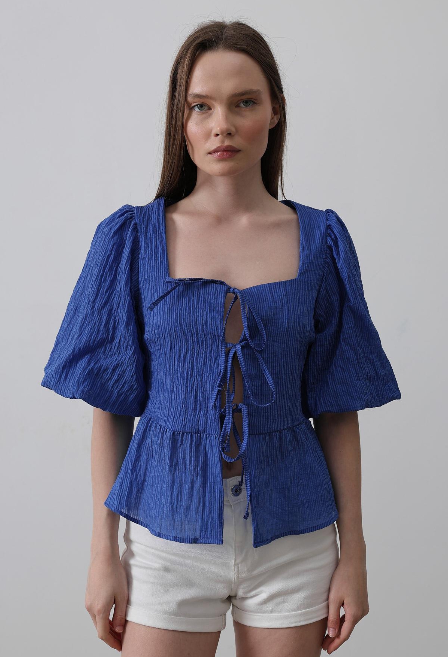 Square Collar Balloon Sleeve Blouse - Brand: Reyon - Women & Kids, Baby Clothes Wholesale - TheBS Women