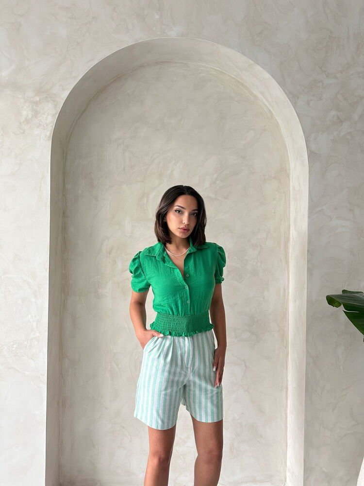 Çağla Striped Belted Linen Wholesale Shorts – Brand: Topshow – Women & Kids, Baby Clothes Wholesale – TheBS Women