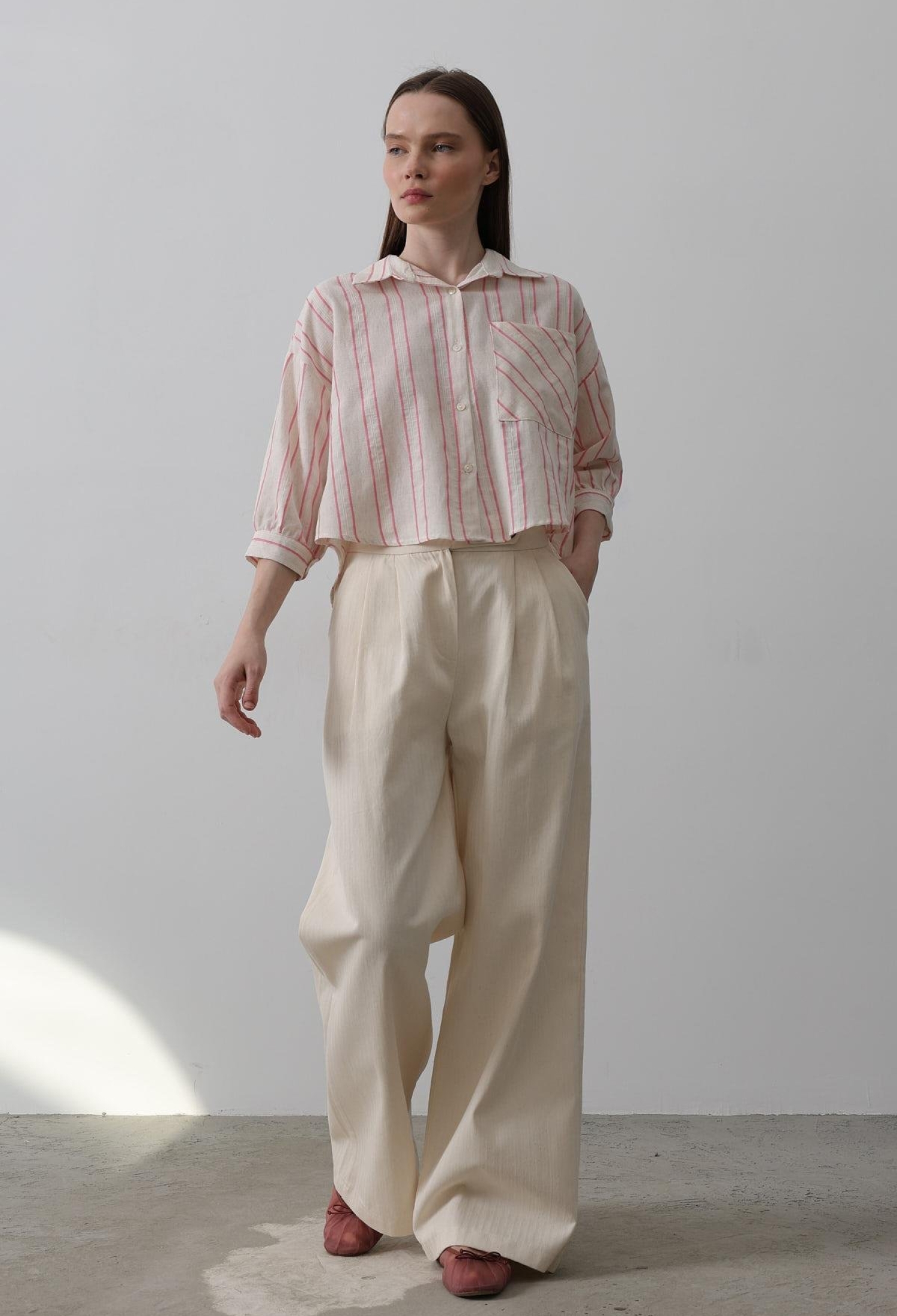 Double Pleated Palazzo Pants - Beige - Brand: Reyon - Women & Kids, Baby Clothes Wholesale - TheBS Women