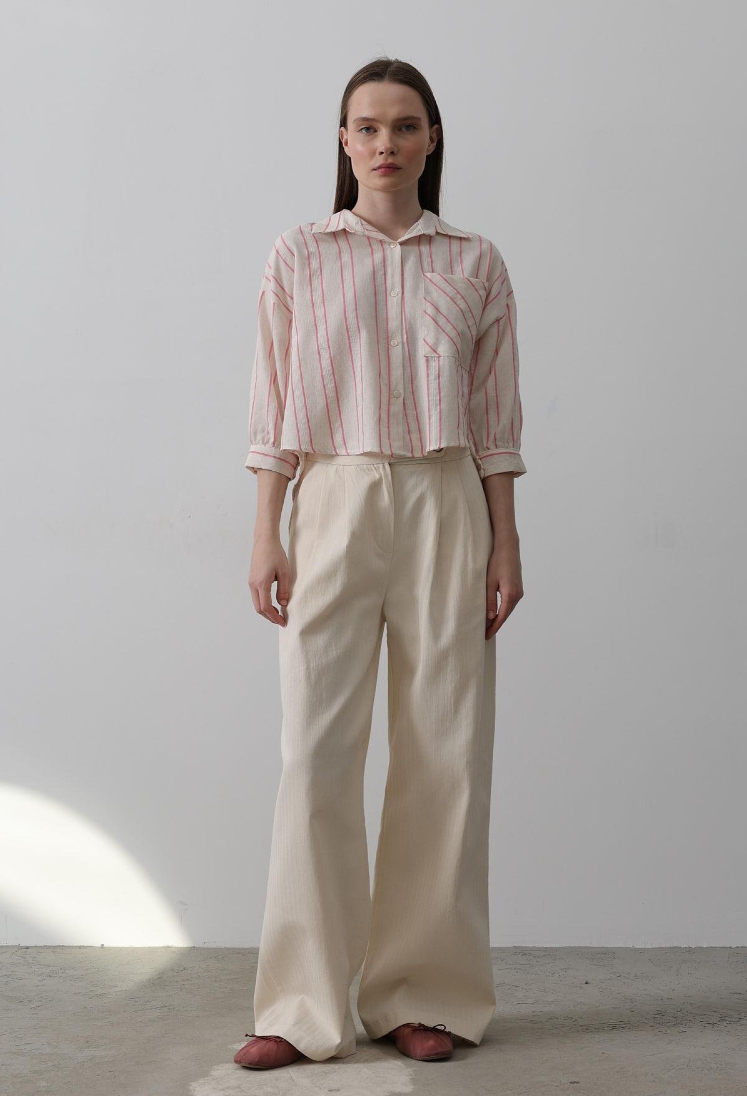 Double Pleated Palazzo Pants - Beige - Brand: Reyon - Women & Kids, Baby Clothes Wholesale - TheBS Women