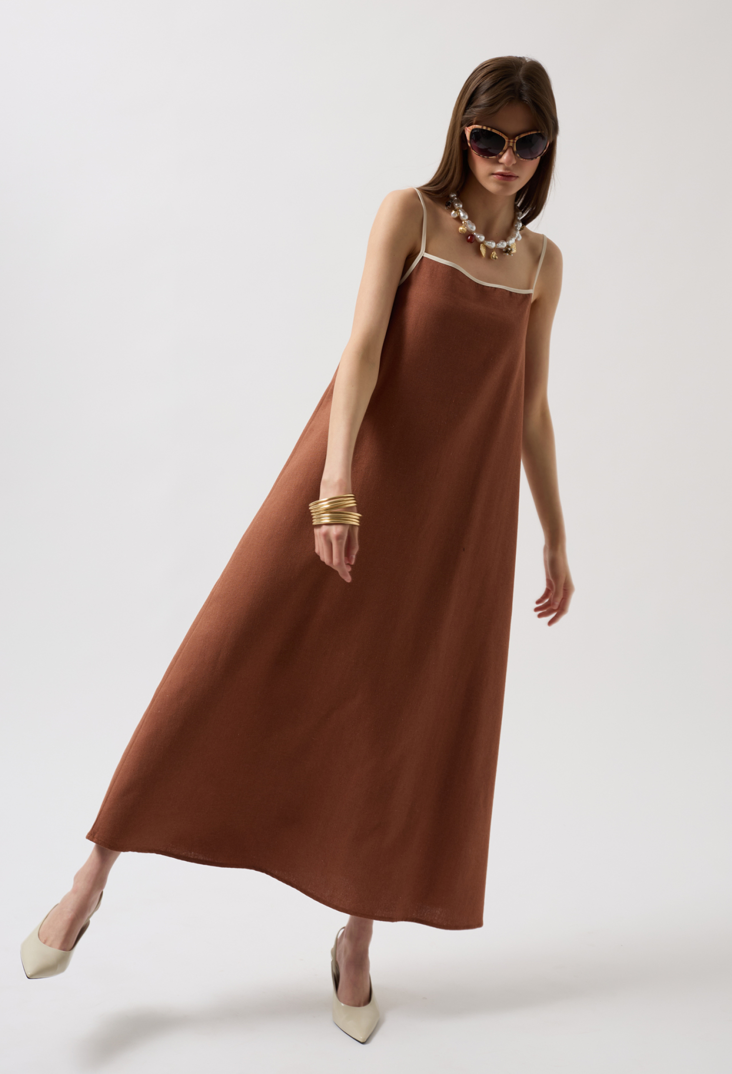 Stripe Detail Linen Maxi Dress - Brand: Black Fashion - Women & Kids, Baby Clothes Wholesale - TheBS Women