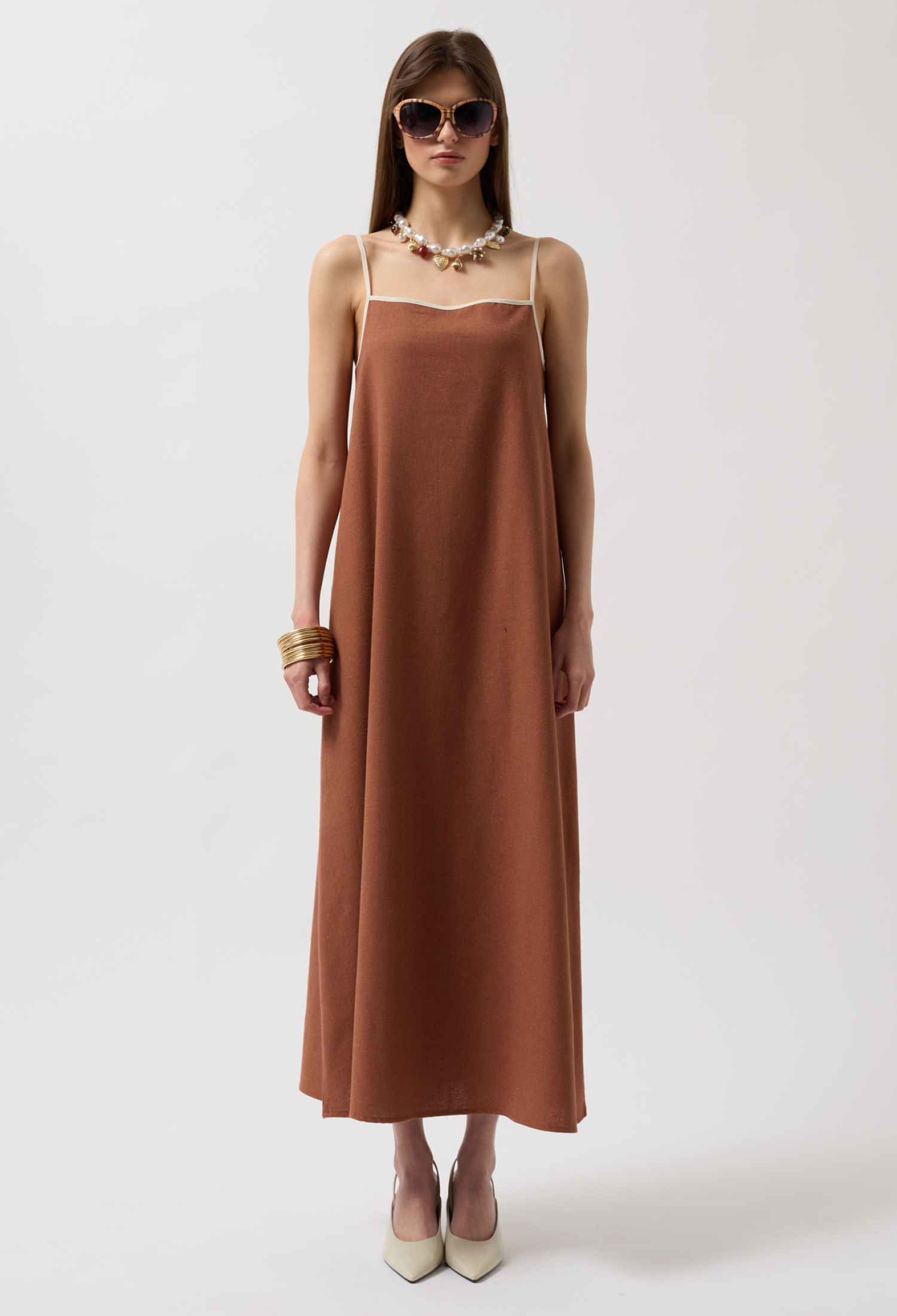 Stripe Detail Linen Maxi Dress - Brand: Black Fashion - Women & Kids, Baby Clothes Wholesale - TheBS Women