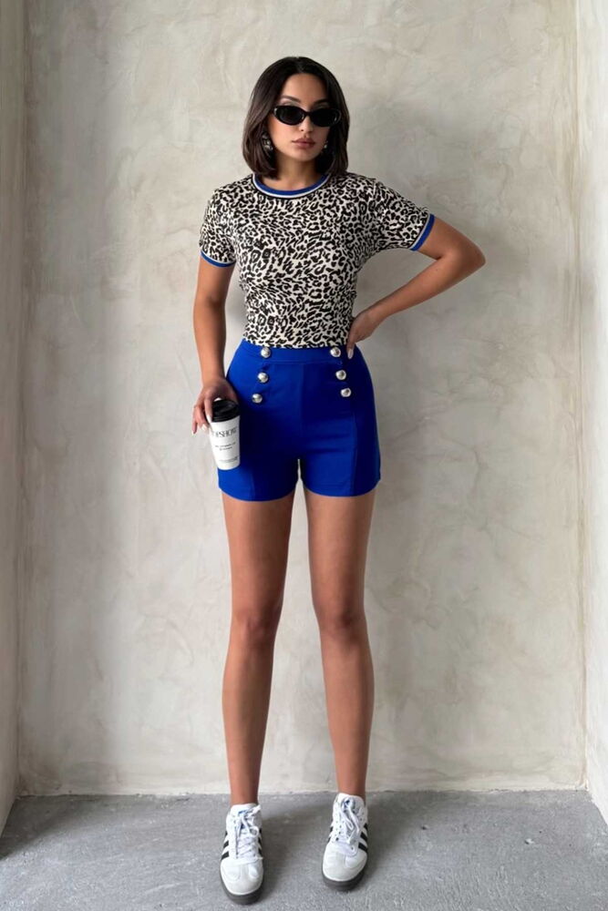 Saks Ornament Buttoned Wholesale Shorts - Brand: Topshow - Women & Kids, Baby Clothes Wholesale - TheBS Women