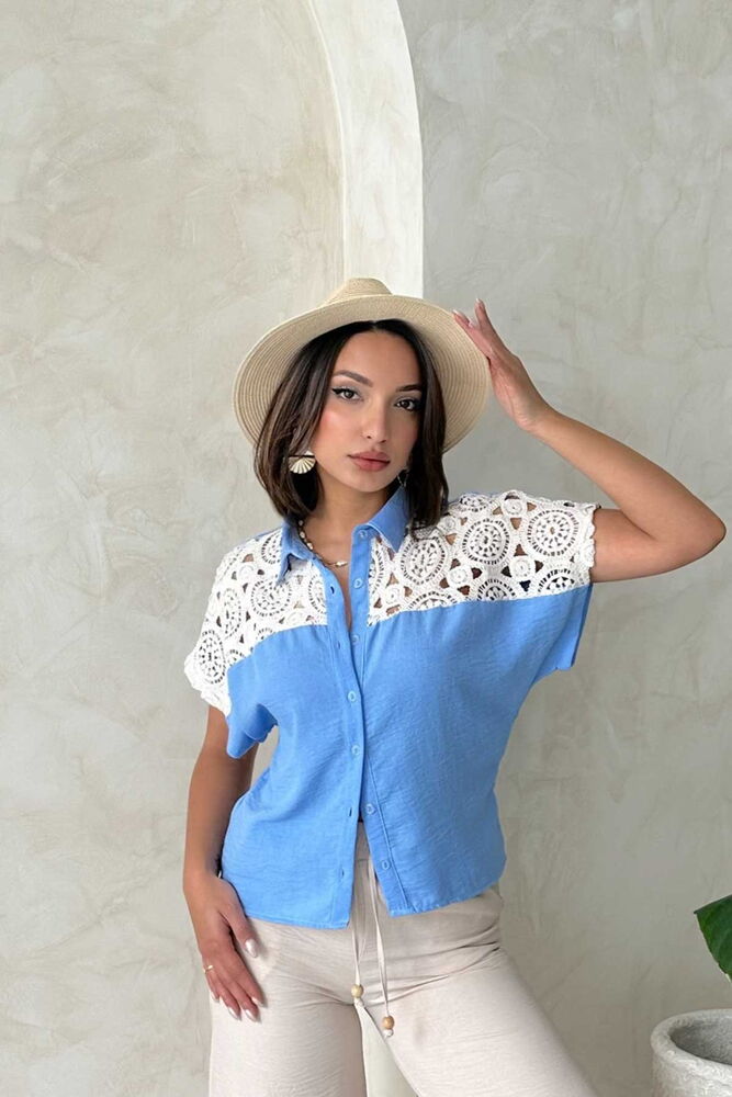 Raw Blouse With Chest - Blue - Brand: Topshow - Women & Kids, Baby Clothes Wholesale - TheBS Women