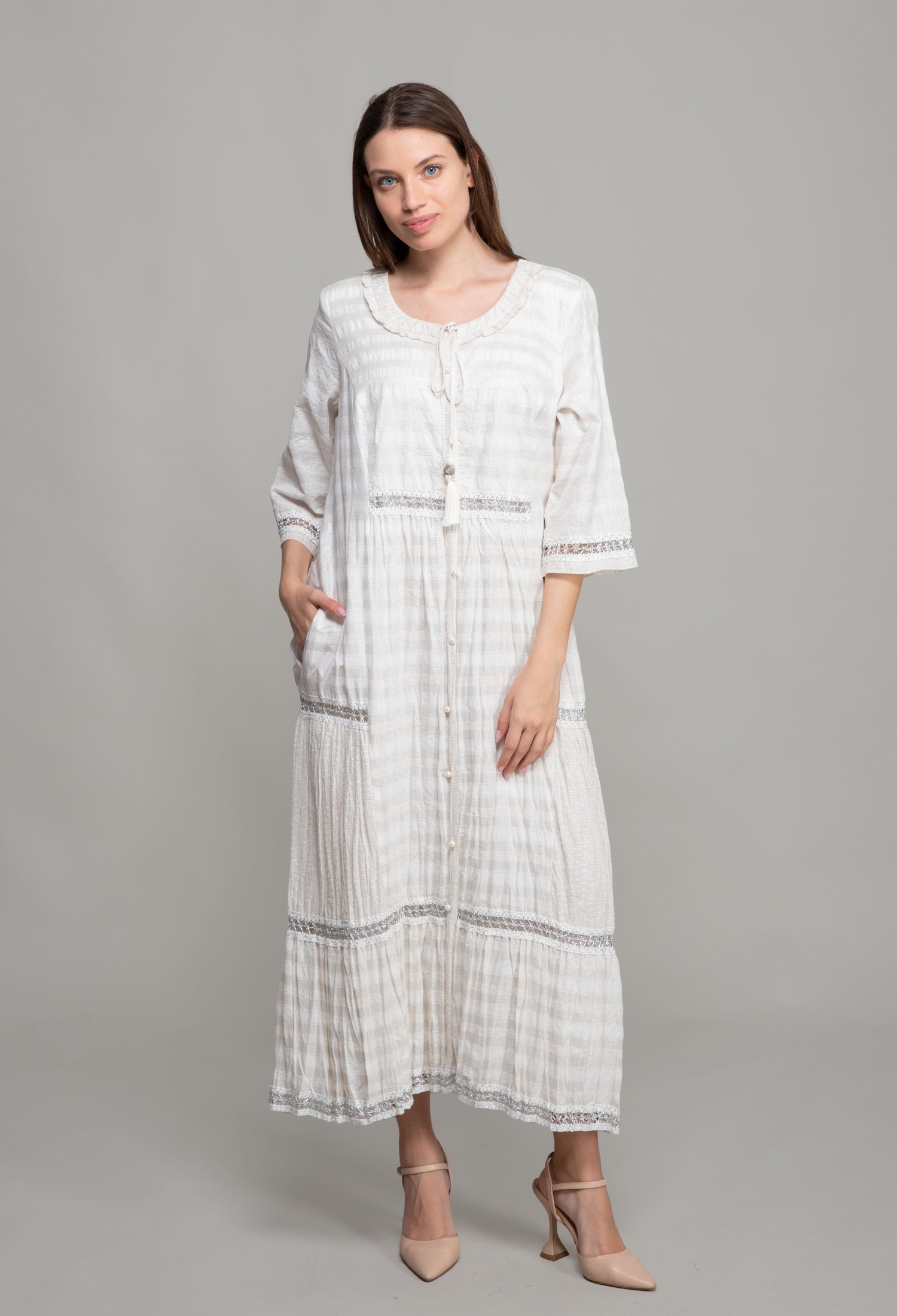 Round Neck Voile Dress - Brand: GUMANIZE - Women & Kids, Baby Clothes Wholesale - TheBS Women