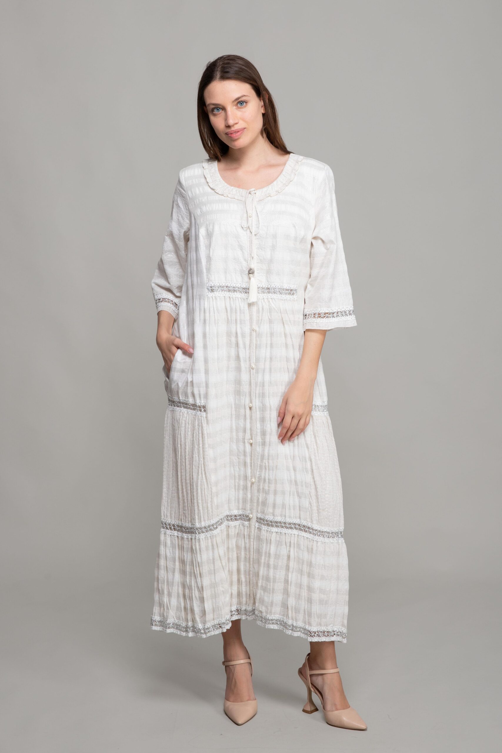 Round Neck Voile Dress - Brand: GUMANIZE - Women & Kids, Baby Clothes Wholesale - TheBS Women Round Neck Voile Dress - Brand: GUMANIZE - Women & Kids, Baby Clothes Wholesale - TheBS Women