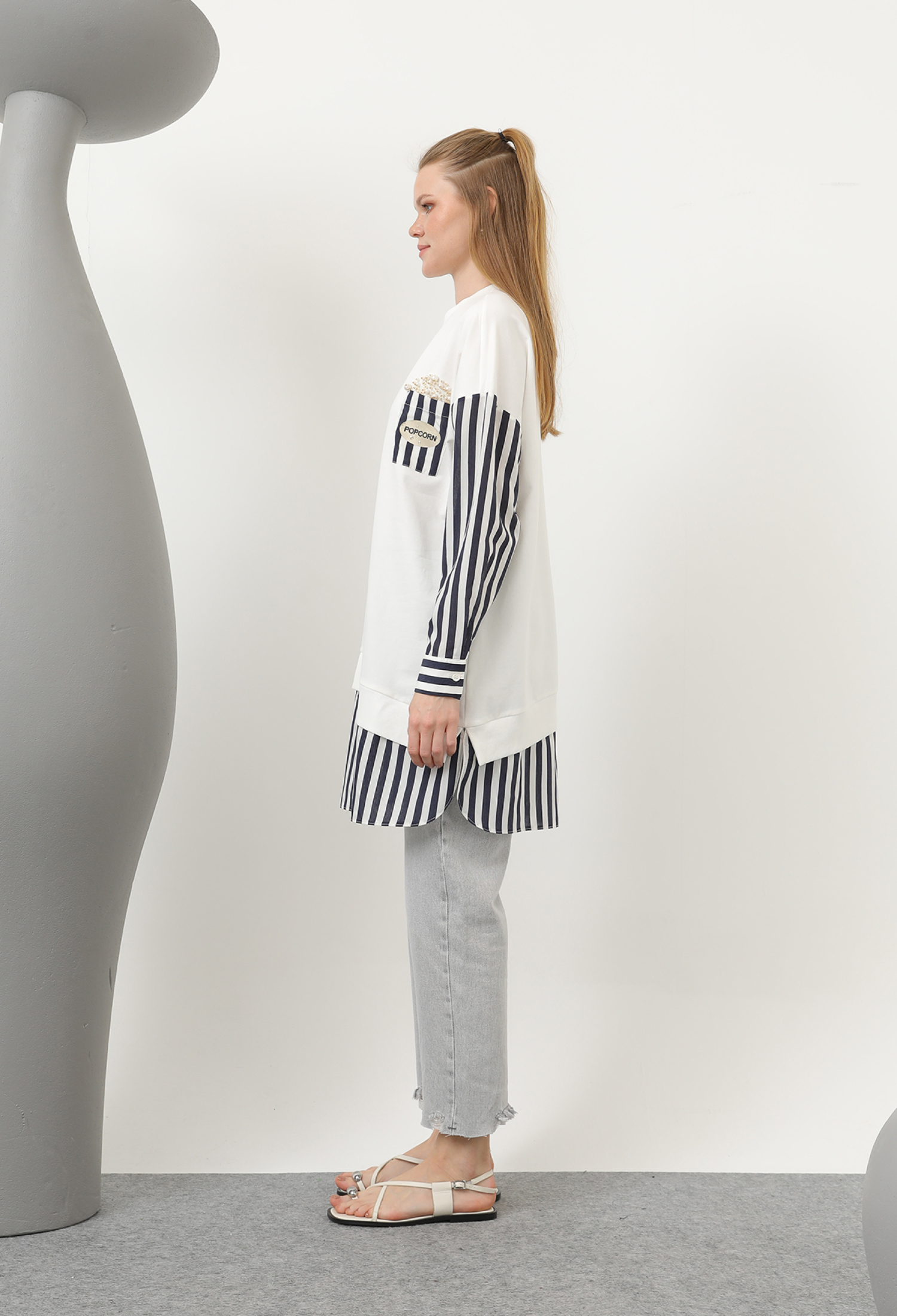 Women's Front Pop Corn Printed And Beaded Embroidered Line Garnish Tunic - Brand: Puane - Women & Kids, Baby Clothes Wholesale - TheBS Women