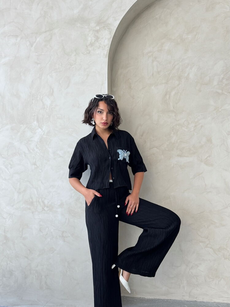 Butterfly Detailed Pleated Shirt – Brand: Topshow – Women & Kids, Baby Clothes Wholesale – TheBS Women