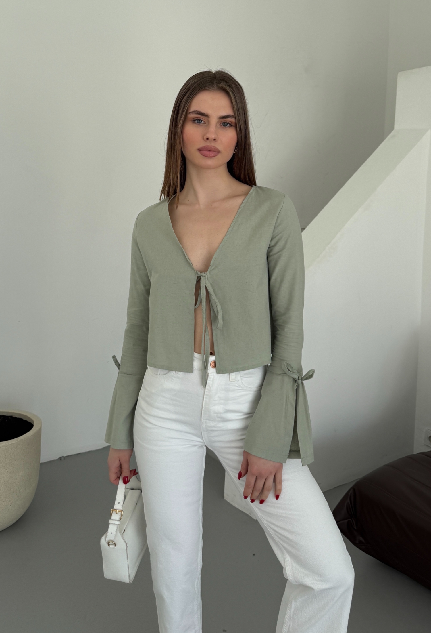 Linen Tie Shirt - Brand: My Fashion - Women & Kids, Baby Clothes Wholesale - TheBS Women