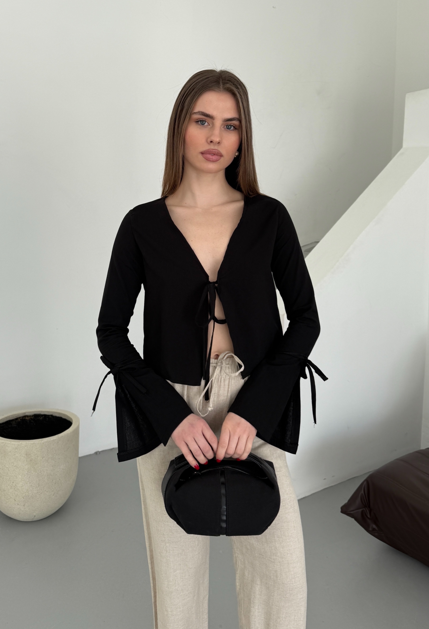 Linen Tie Shirt - Brand: My Fashion - Women & Kids, Baby Clothes Wholesale - TheBS Women